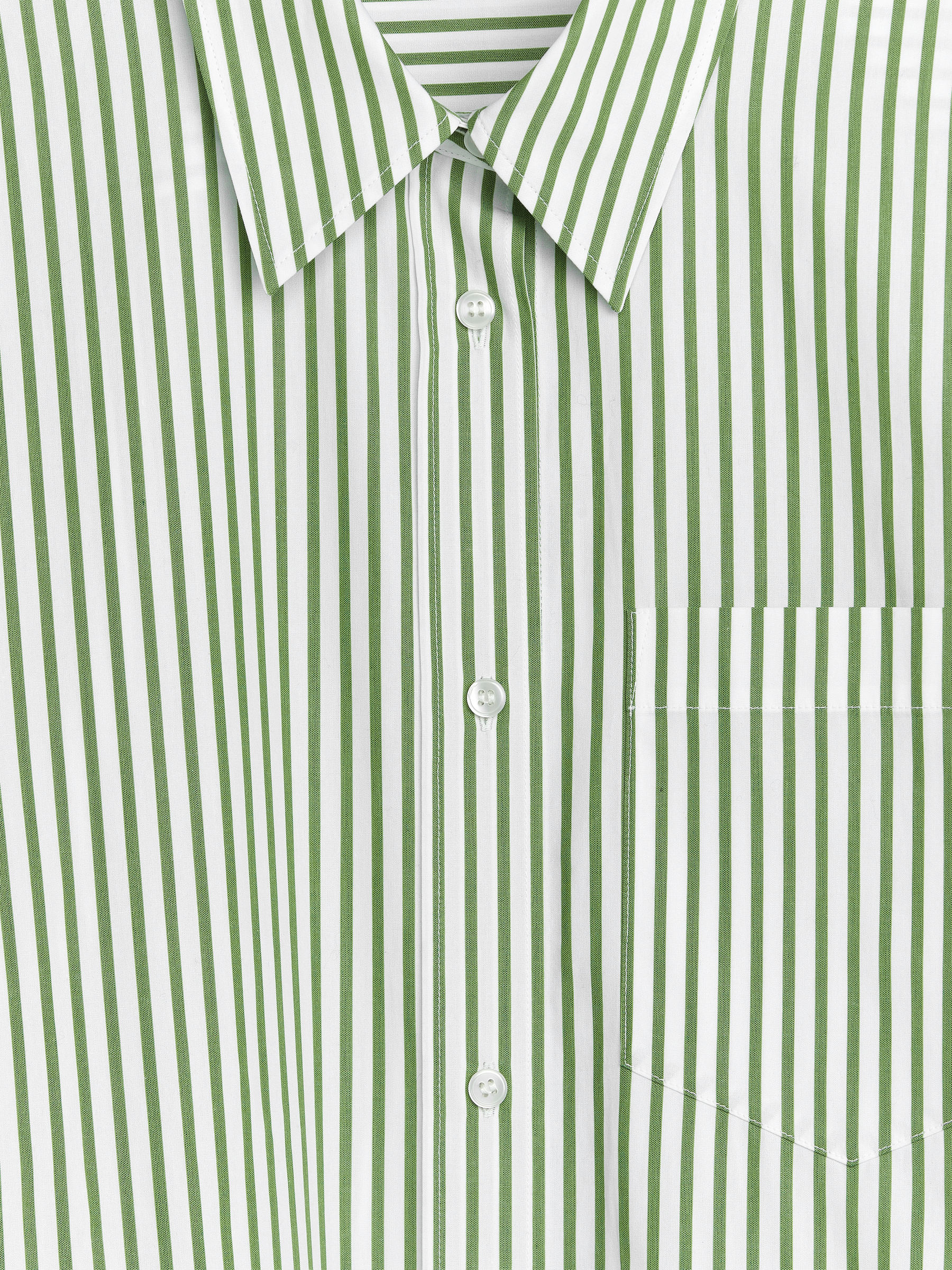 Oversized Cotton Shirt - Green/White - Oversized - Women - StillMedia/DescriptiveDetail - 1