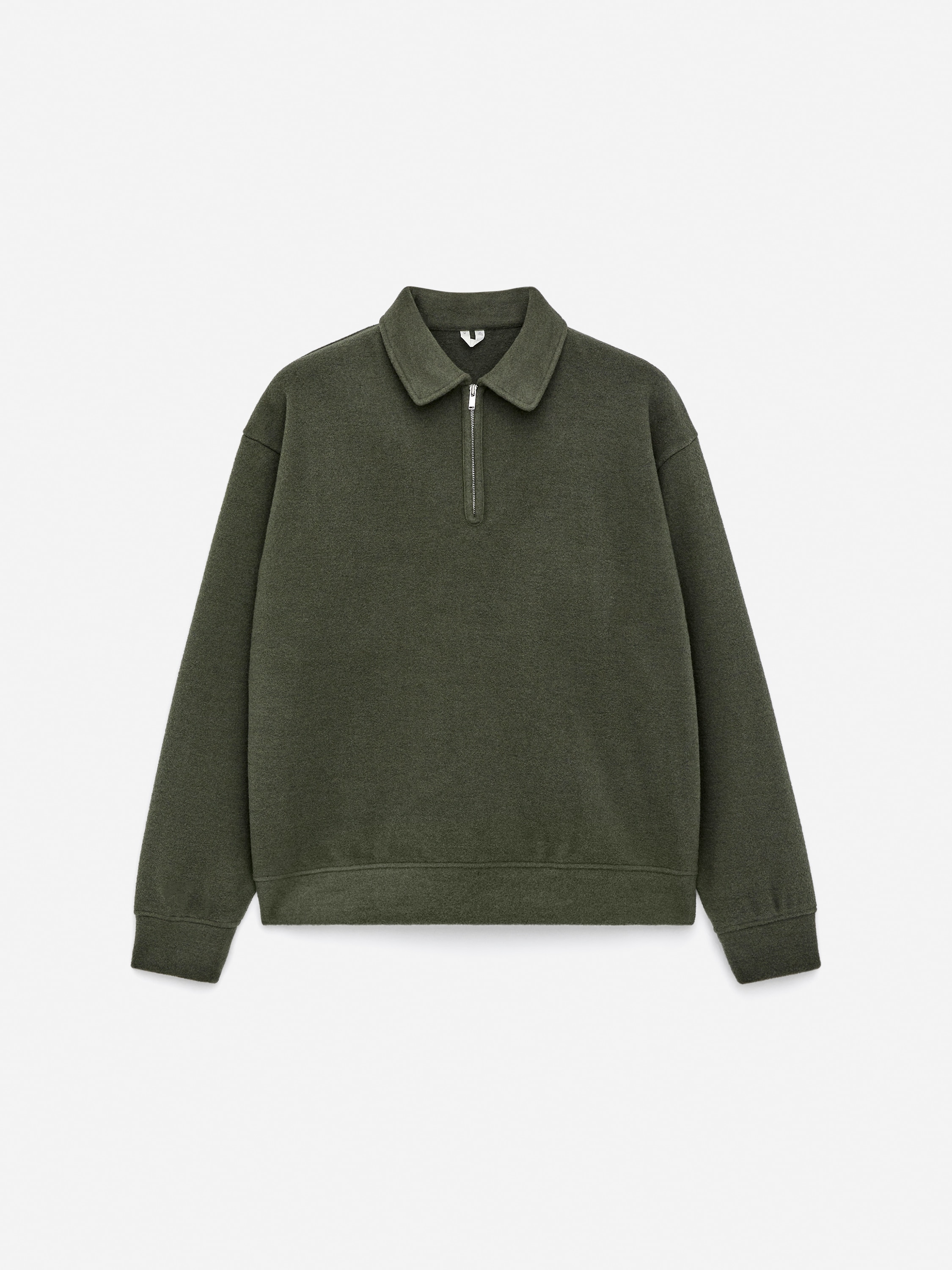 Double-Knit Half-Zip Jumper - Green/Dark Brown