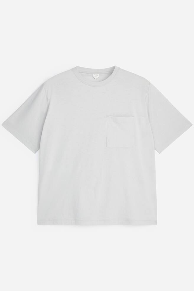 Luźny T-shirt z lekkiego materiału - Szary/Przydymiony niebieski/Ciemnoniebieski - 1