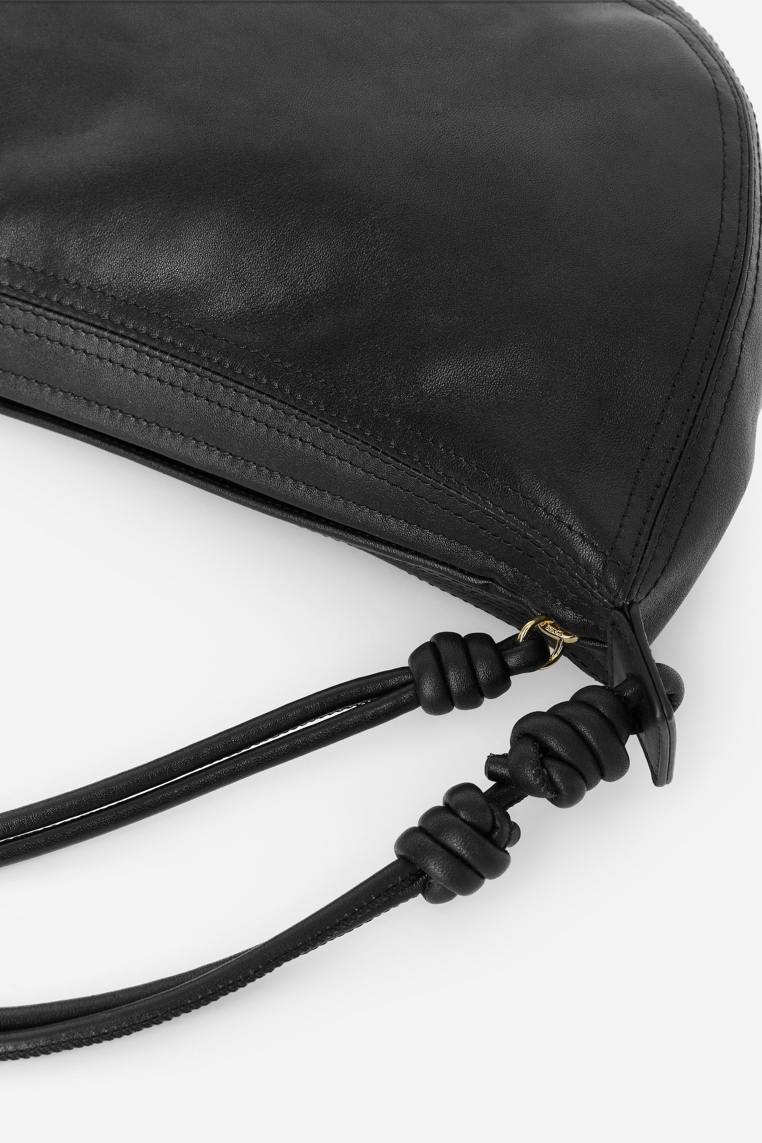 Skórzana torba w kształcie półksiężyca - Czarny/Beżowy - 5