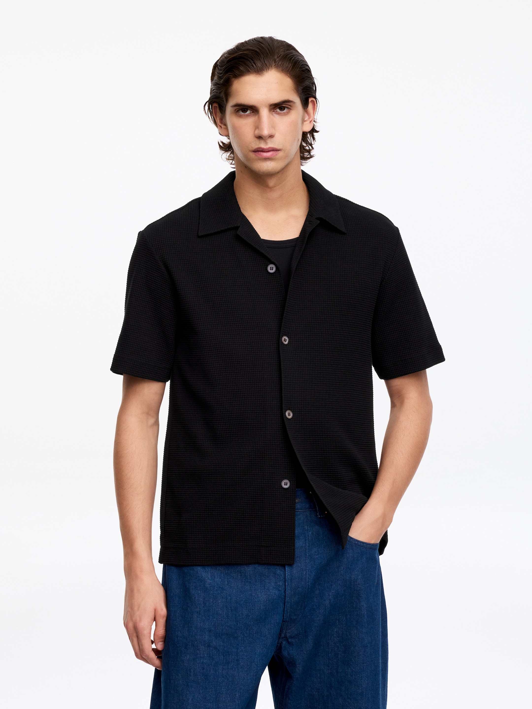 Waffle Jersey Shirt-#272627-19344