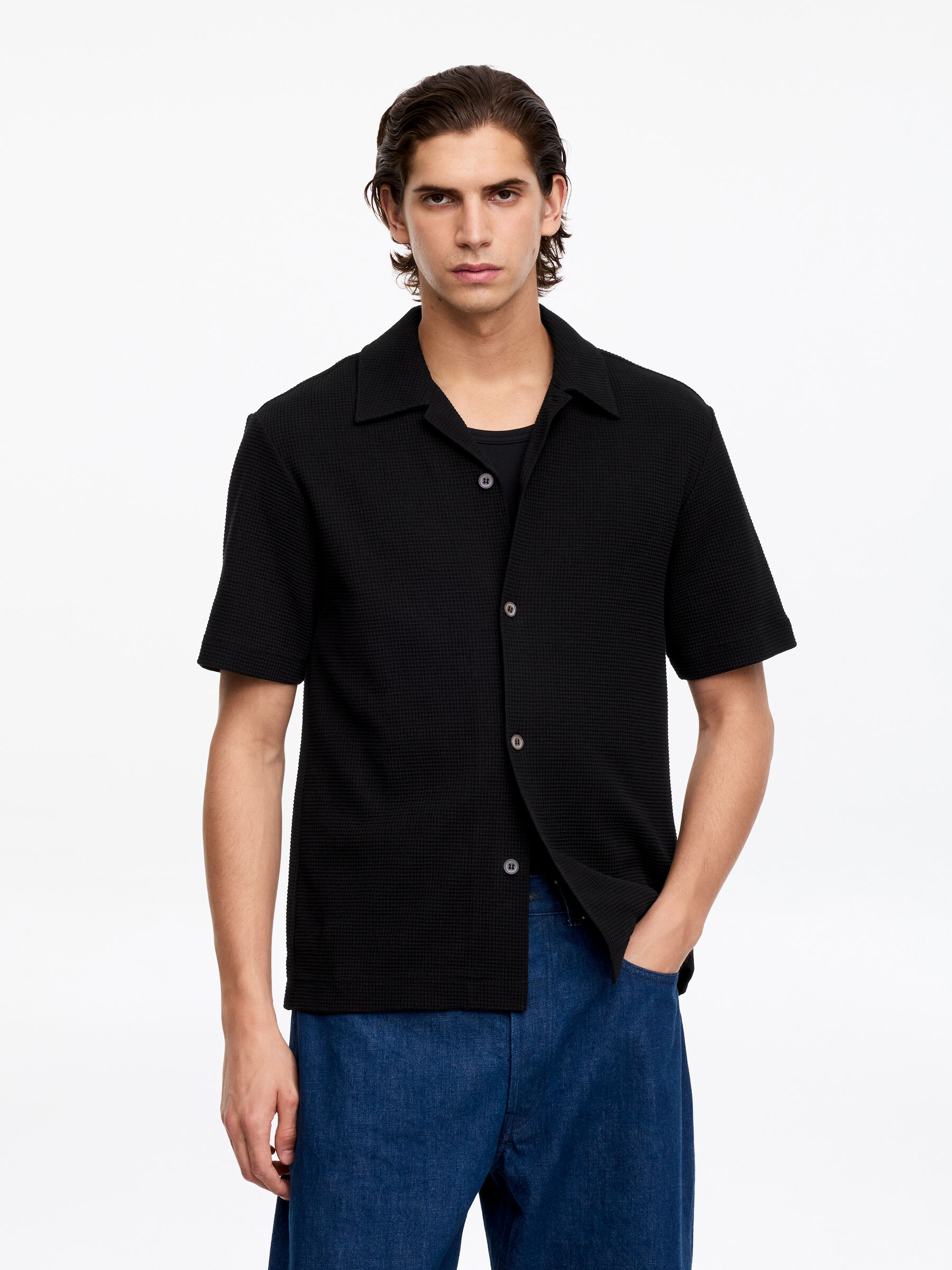 Waffle Jersey Shirt-#272627-19344