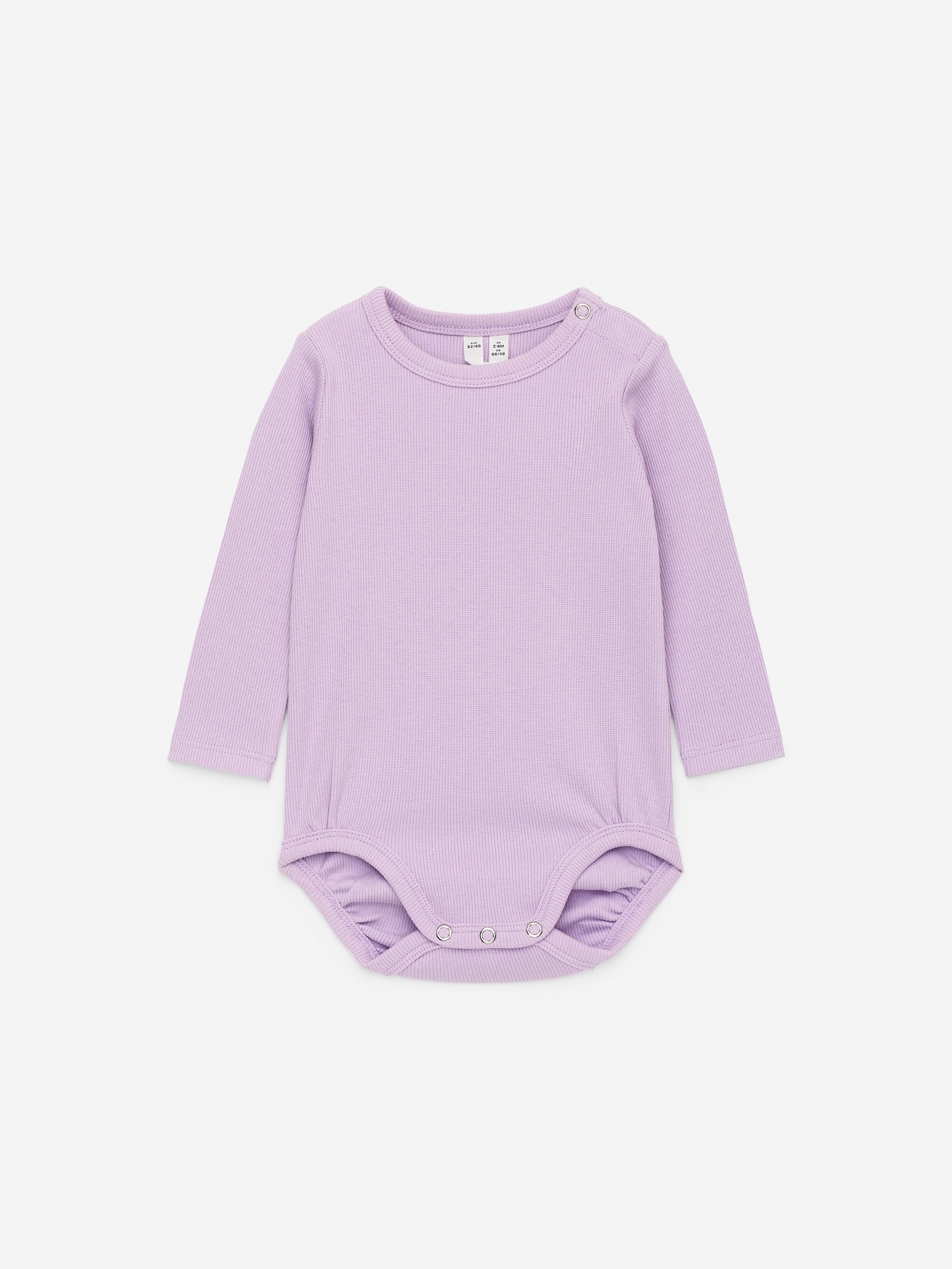 View larger image: Ribbed Long-Sleeve Bodysuit - Lilac - Kids | H&M GB 1