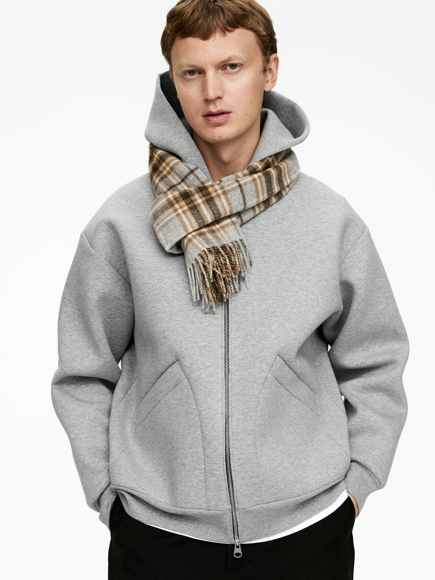 Scuba Zip Hoodie - Grey Melange - Relaxed fit - Men - StillMedia/Lookbook - 6