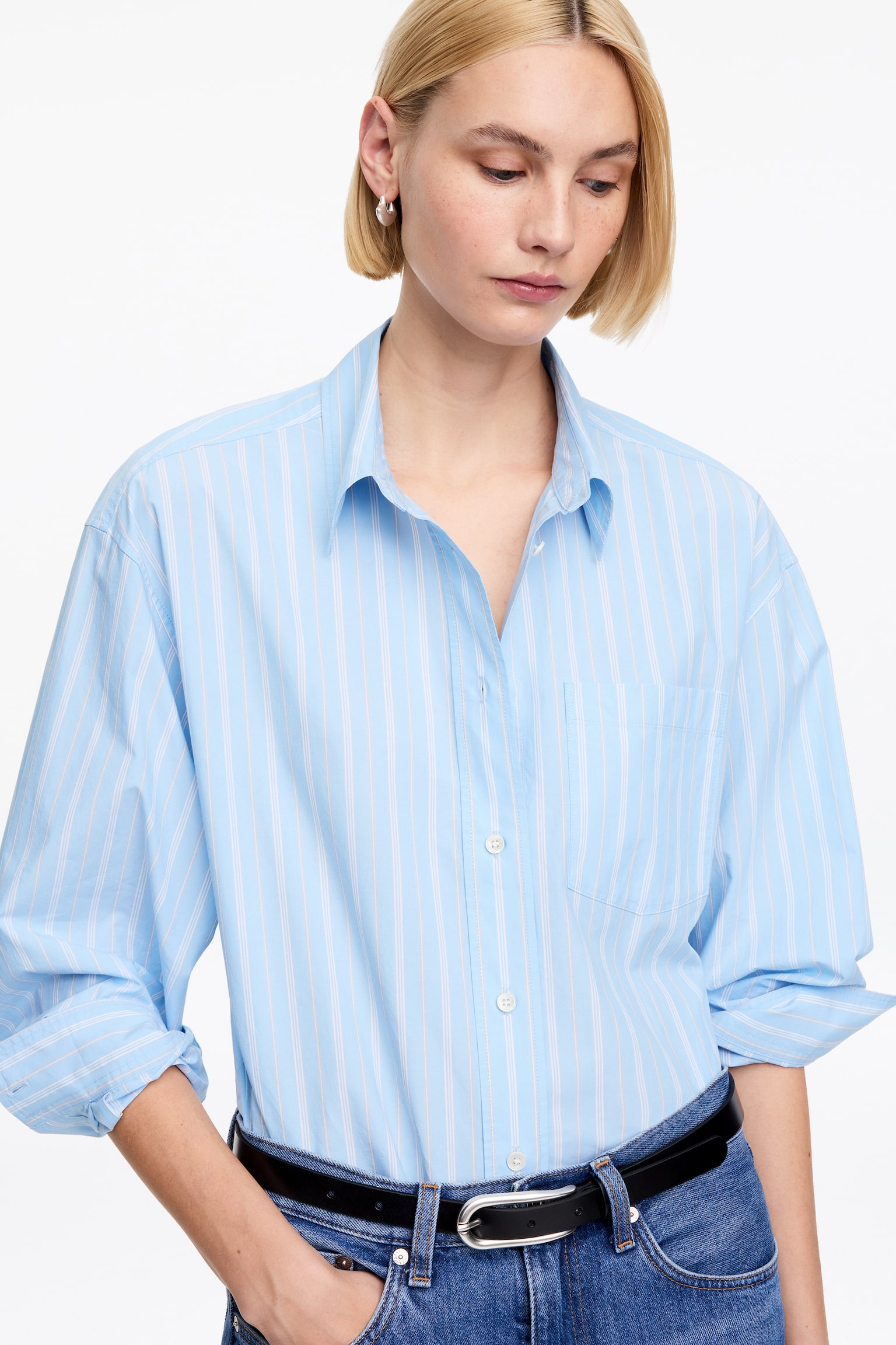 Skjorta i bomull - Ljusblå/randig/Brun/vit - 4