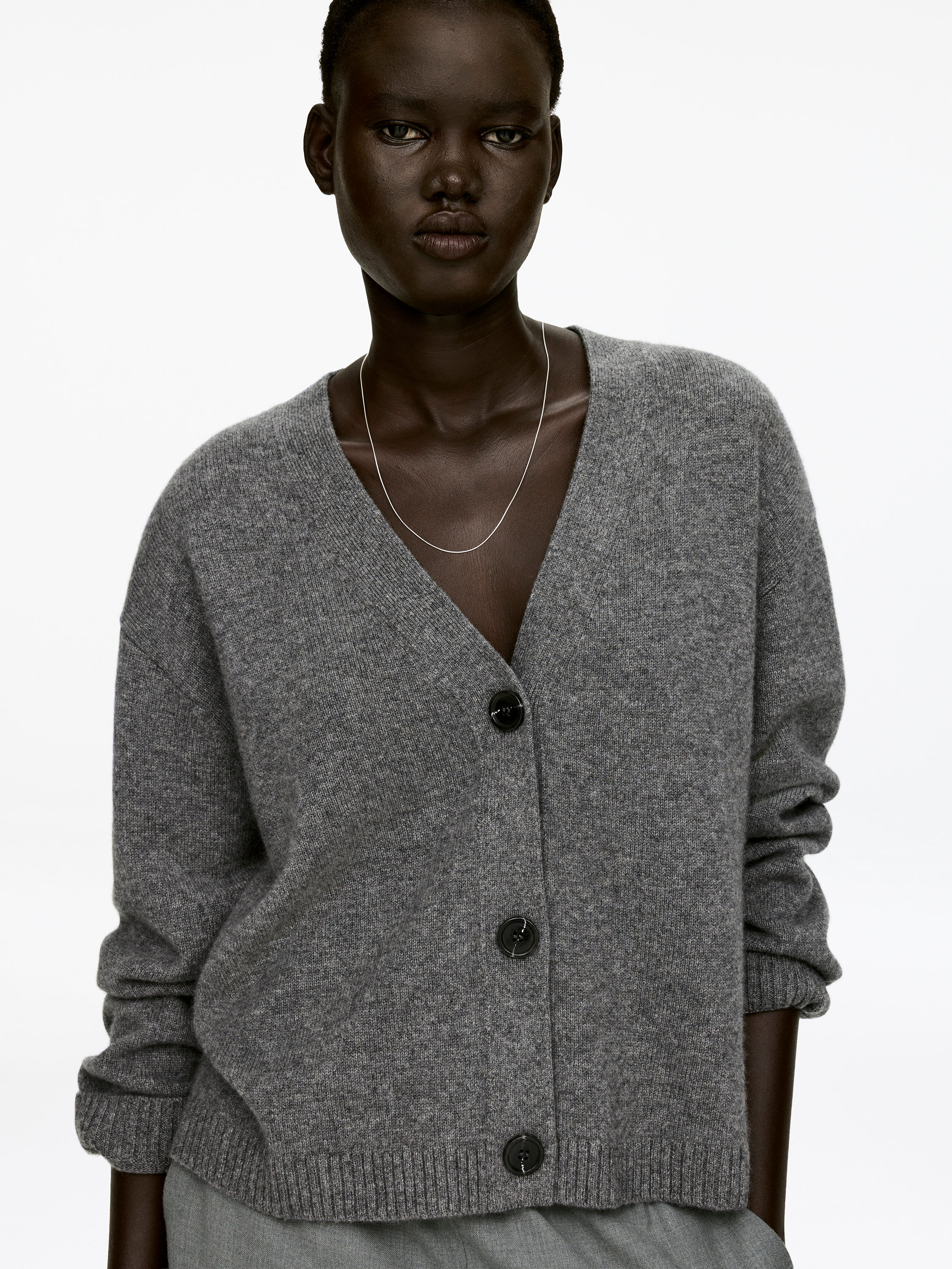 Cashmere-Wool Cardigan - Grey Melange - Regular fit - Women - StillMedia/Lookbook - 11
