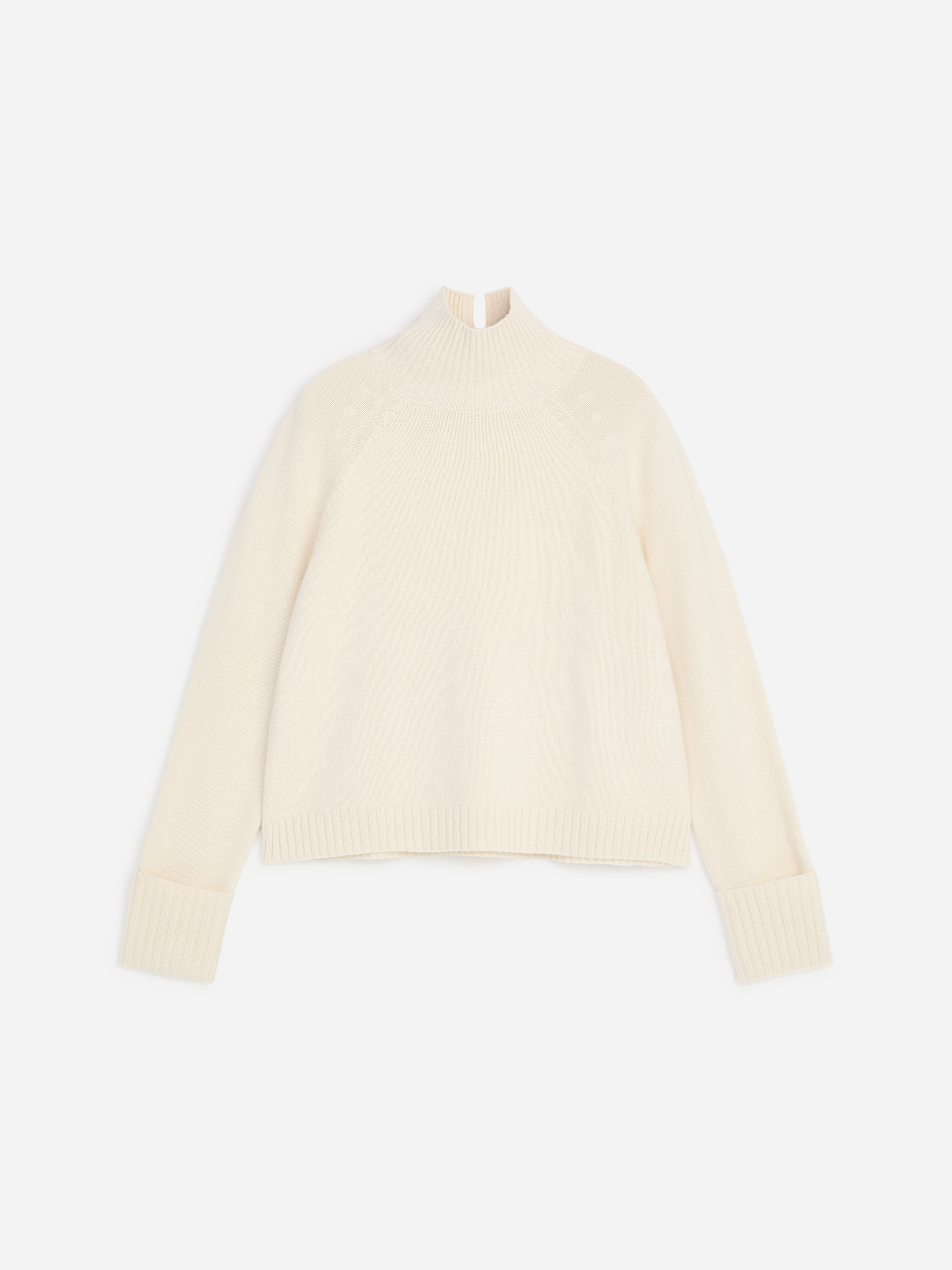 Roll-Neck Wool Jumper-White-20907
