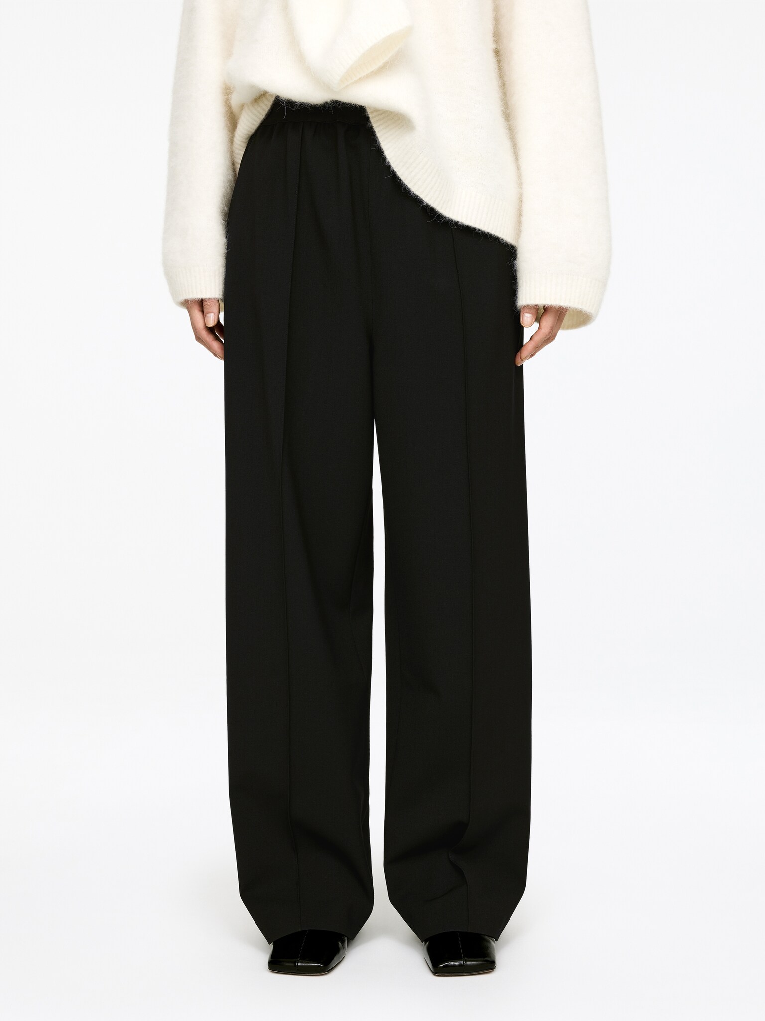 Pantalon en sergé à taille élastique - Noir - 5