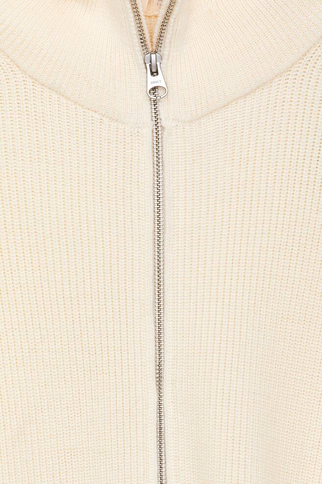 Wool-Cotton Zip Cardigan-Off White - 4