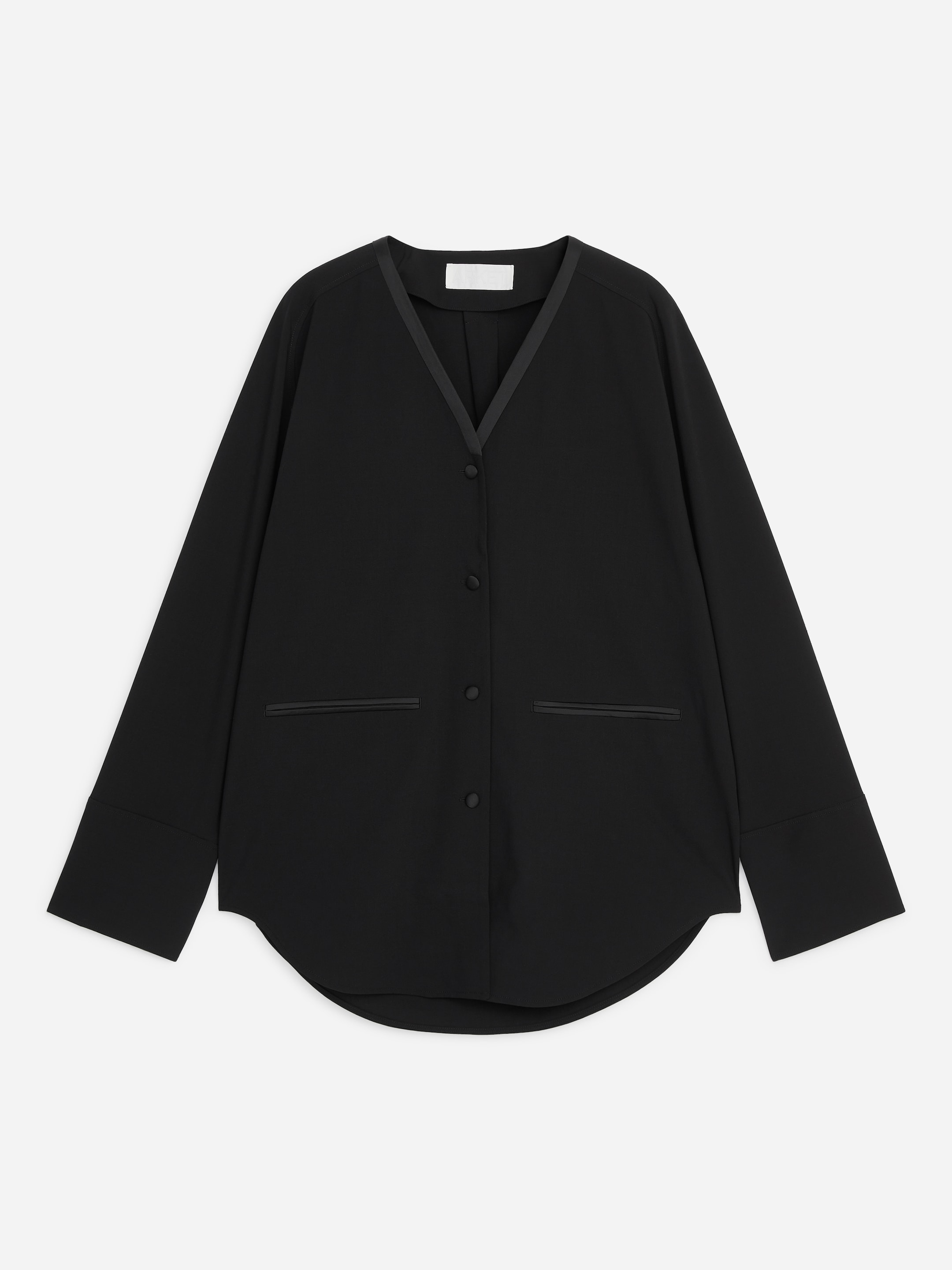 Smokinghemd mit Satindetails-Black-21078