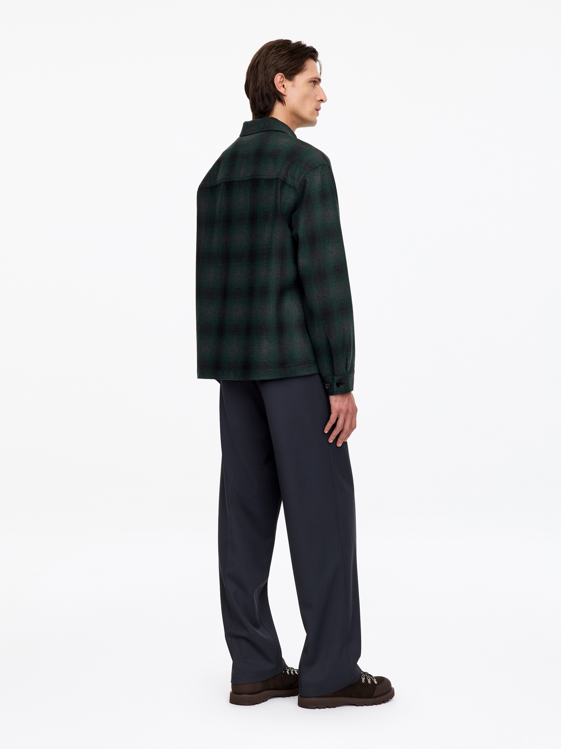 Overshirt in misto lana vestibilità rilassata - Verde/Motivo a quadri - Relaxed fit - men - StillMedia/Lookbook - 2