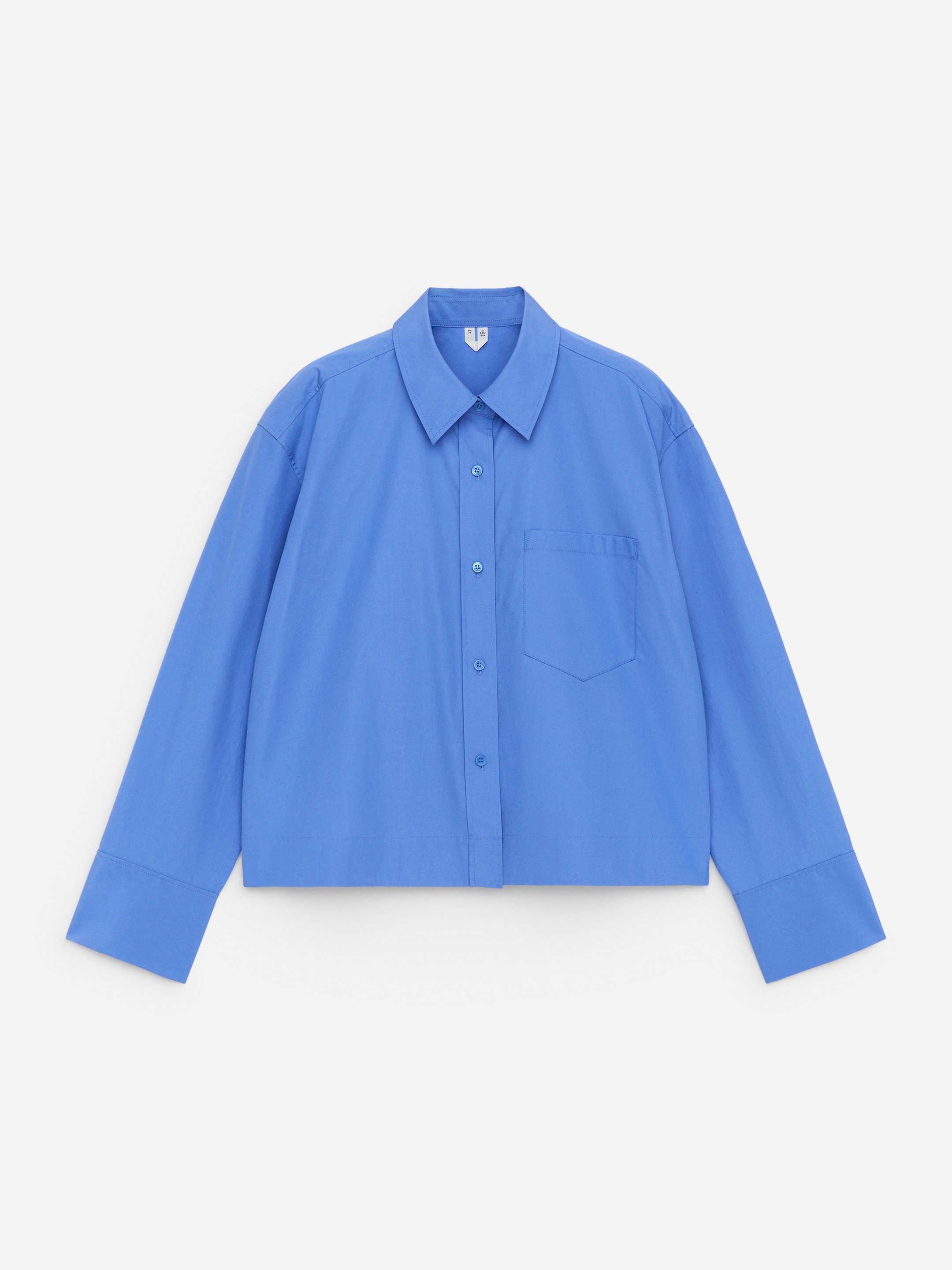 Cropped Cotton Shirt - Blue - Regular fit - Women - StillMedia/DescriptiveStillLife - 1