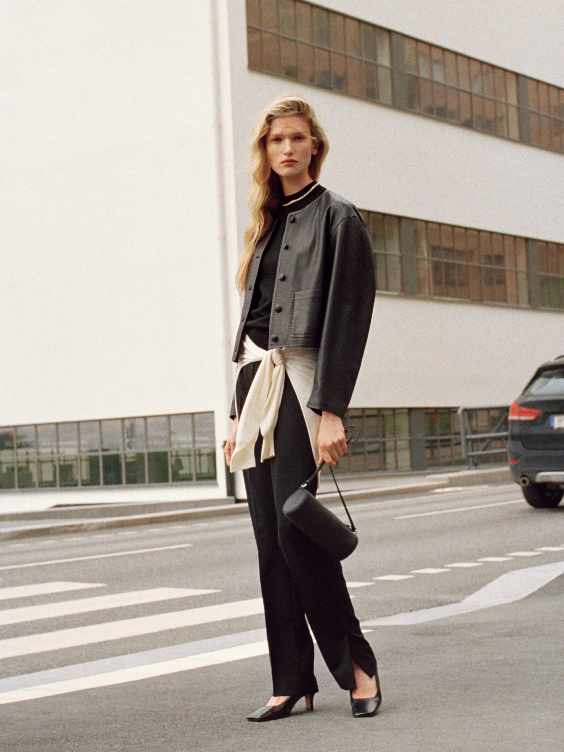 Collarless Leather Jacket - Black - Regular fit - women - StillMedia/Environmental - 1