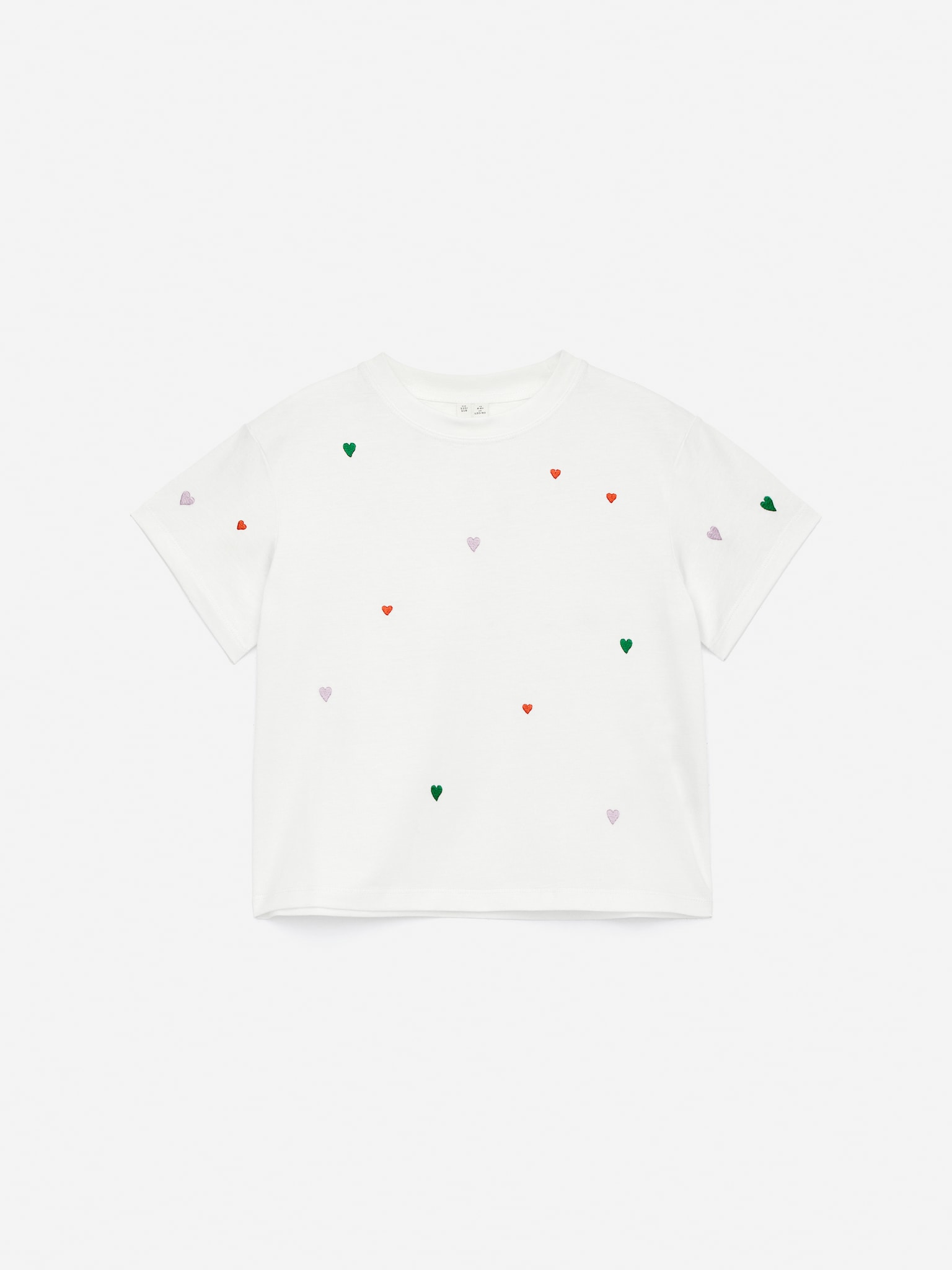 Besticktes T-Shirt - Weiß/Herzen