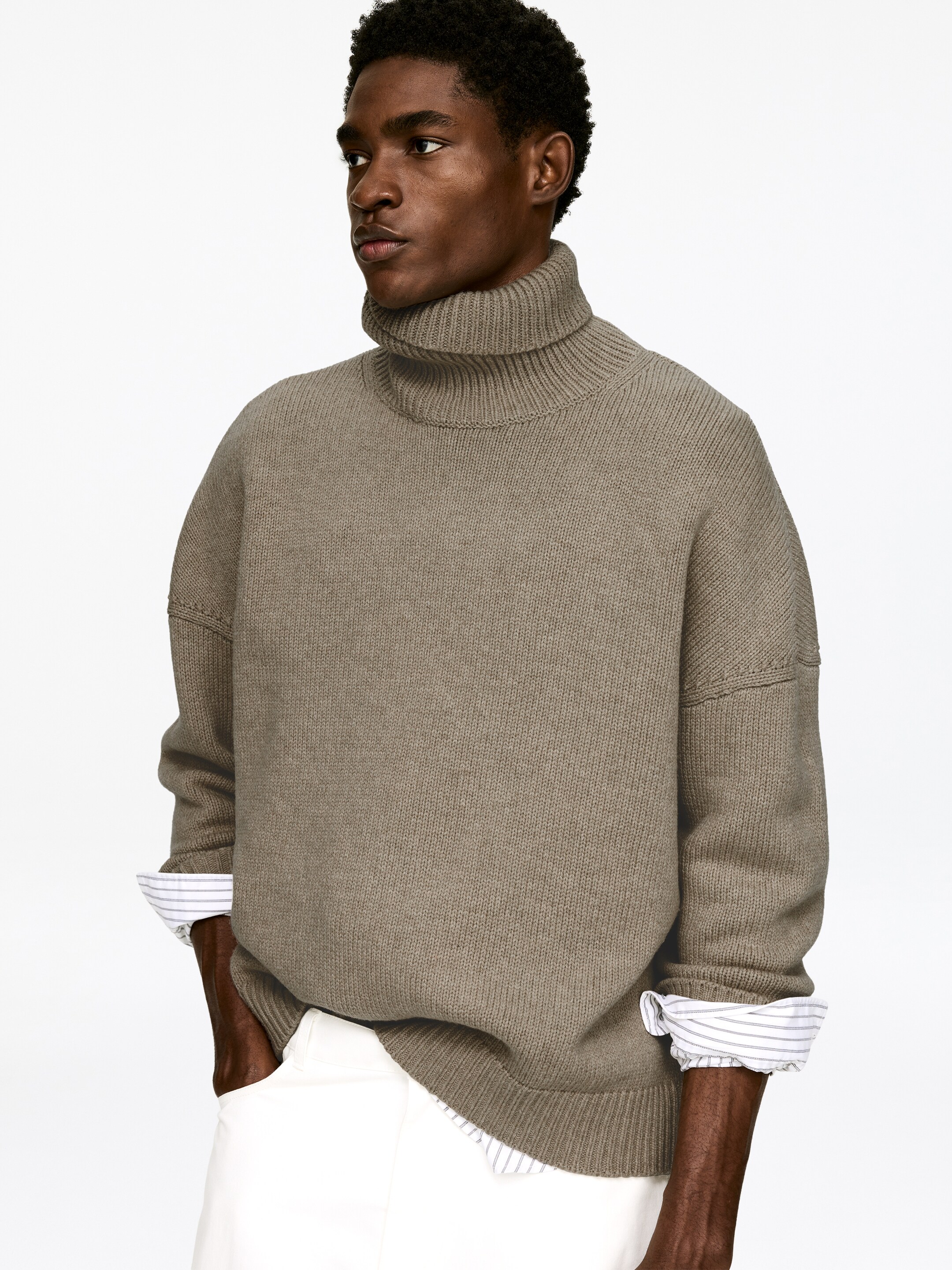 Agrandir l'image: Pull col roulé en laine - Beige - HOMME | H&M FR 4