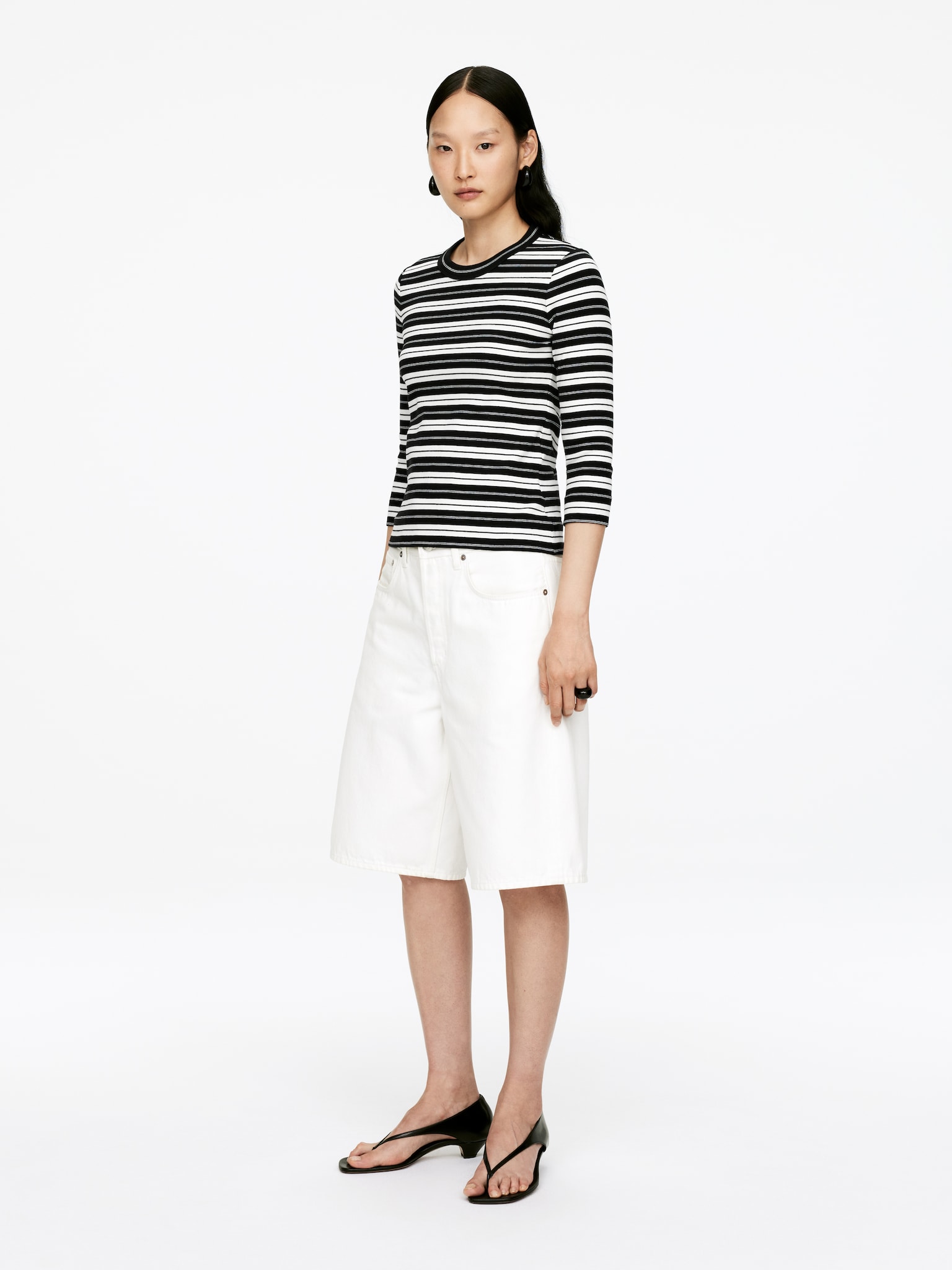 Geribbelde top - Zwart/wit - 5