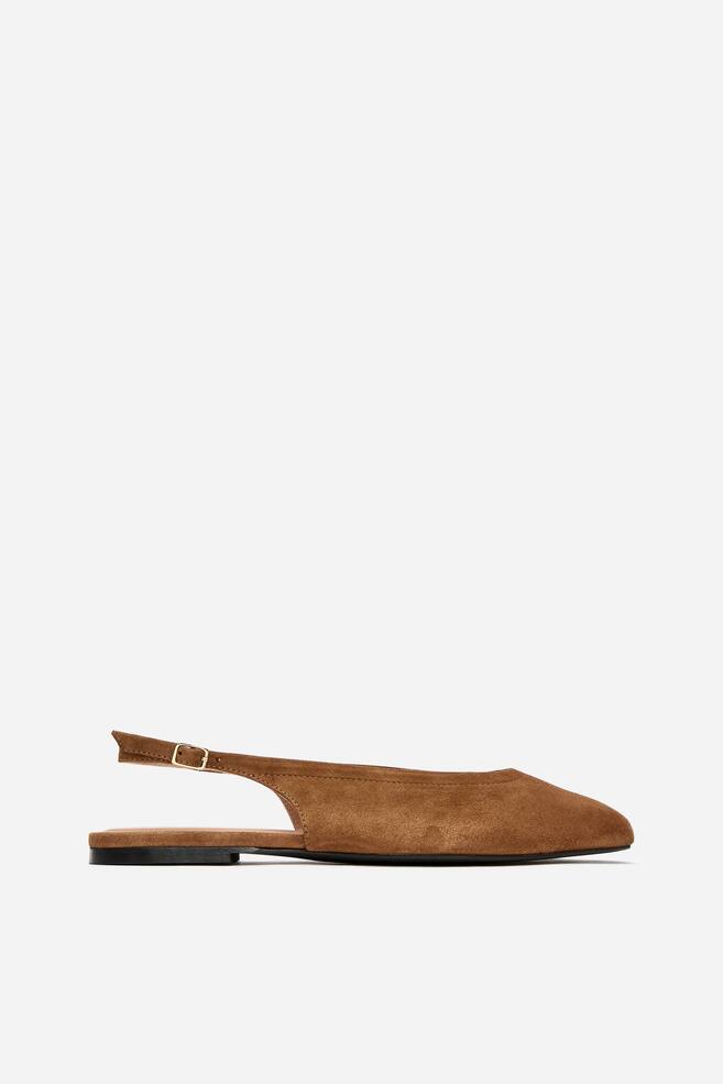 Flade slingbacks i ruskind - Brun - 1
