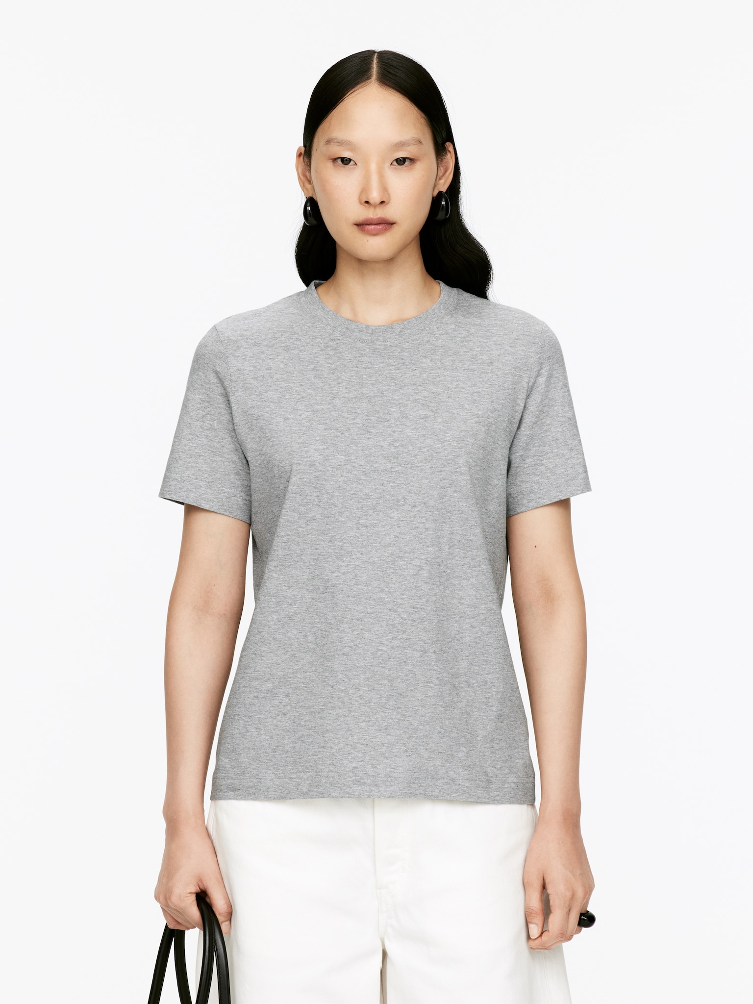 LILY Charakteristisches T-Shirt - Graumeliert/Weiß/Weinrot/Weiß/Dunkelblau/Rot/Weiß/Braun/Cremeweiß/Schwarz/Dunkelblau