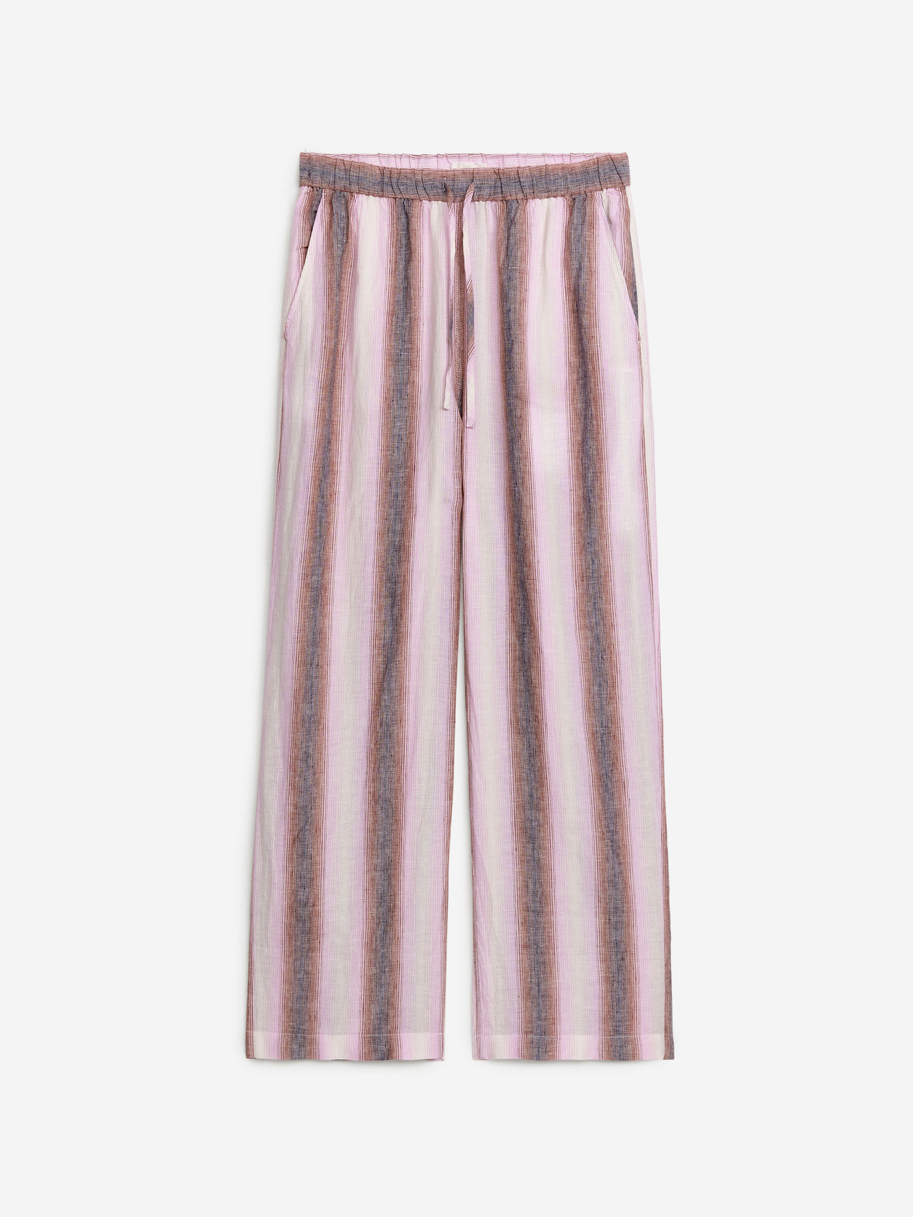 Leinenhose mit Schnürung-Mehrfarbig-1485
