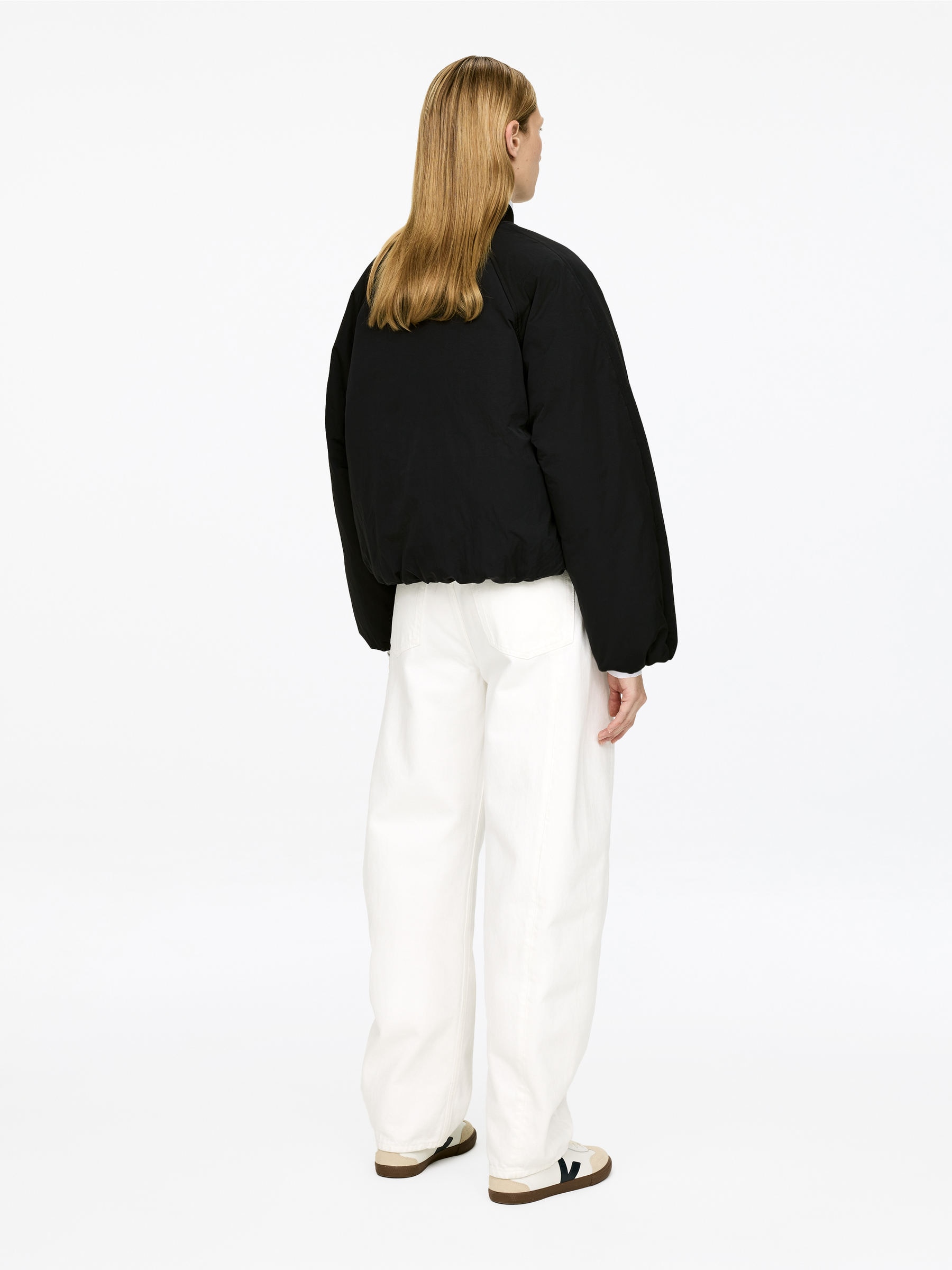 Upcycled Down Cropped Jacket - Black - Oversized - Women - StillMedia/Lookbook - 6