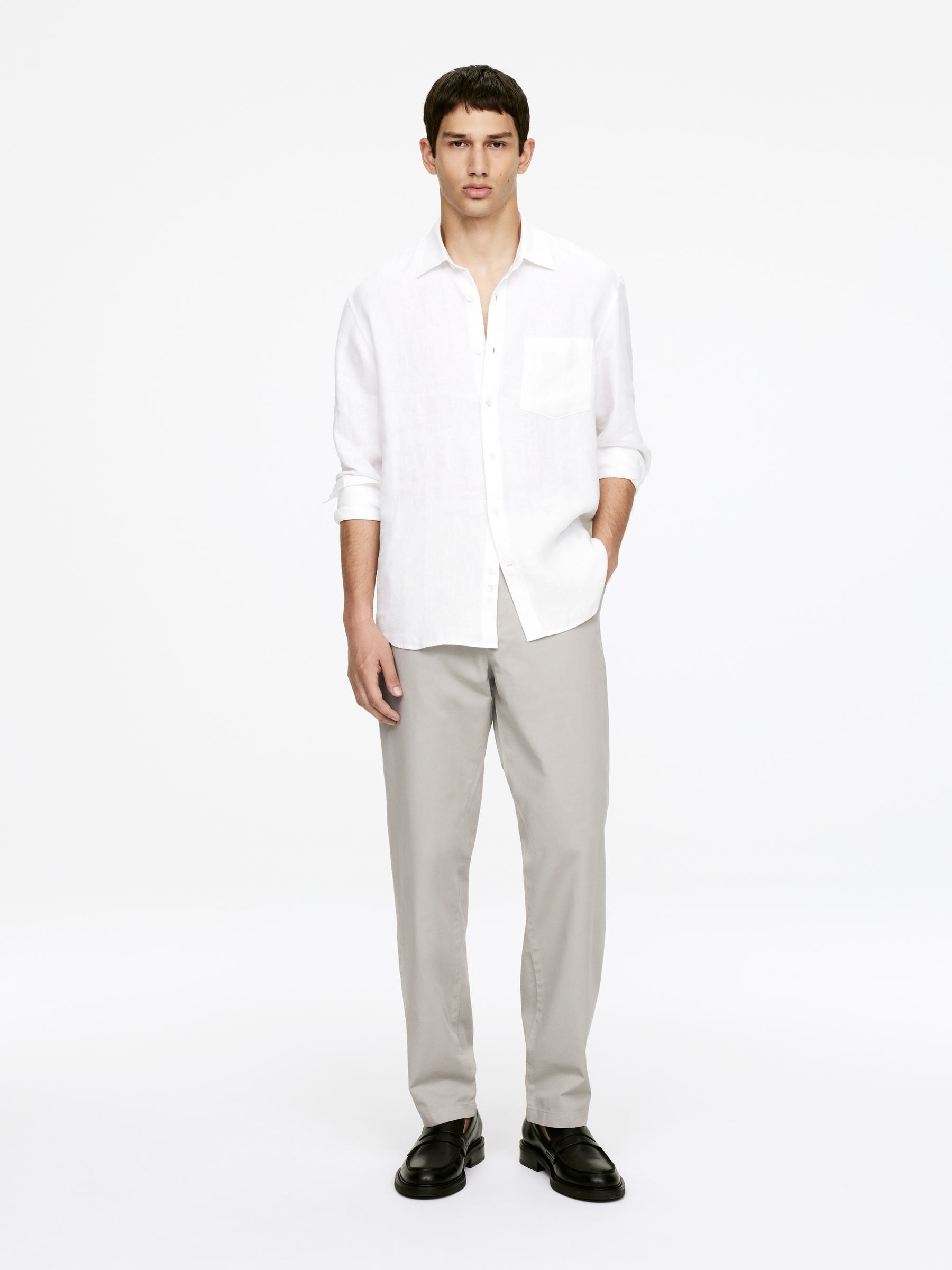 Straight Cotton Chinos-#C8C5C5-16082