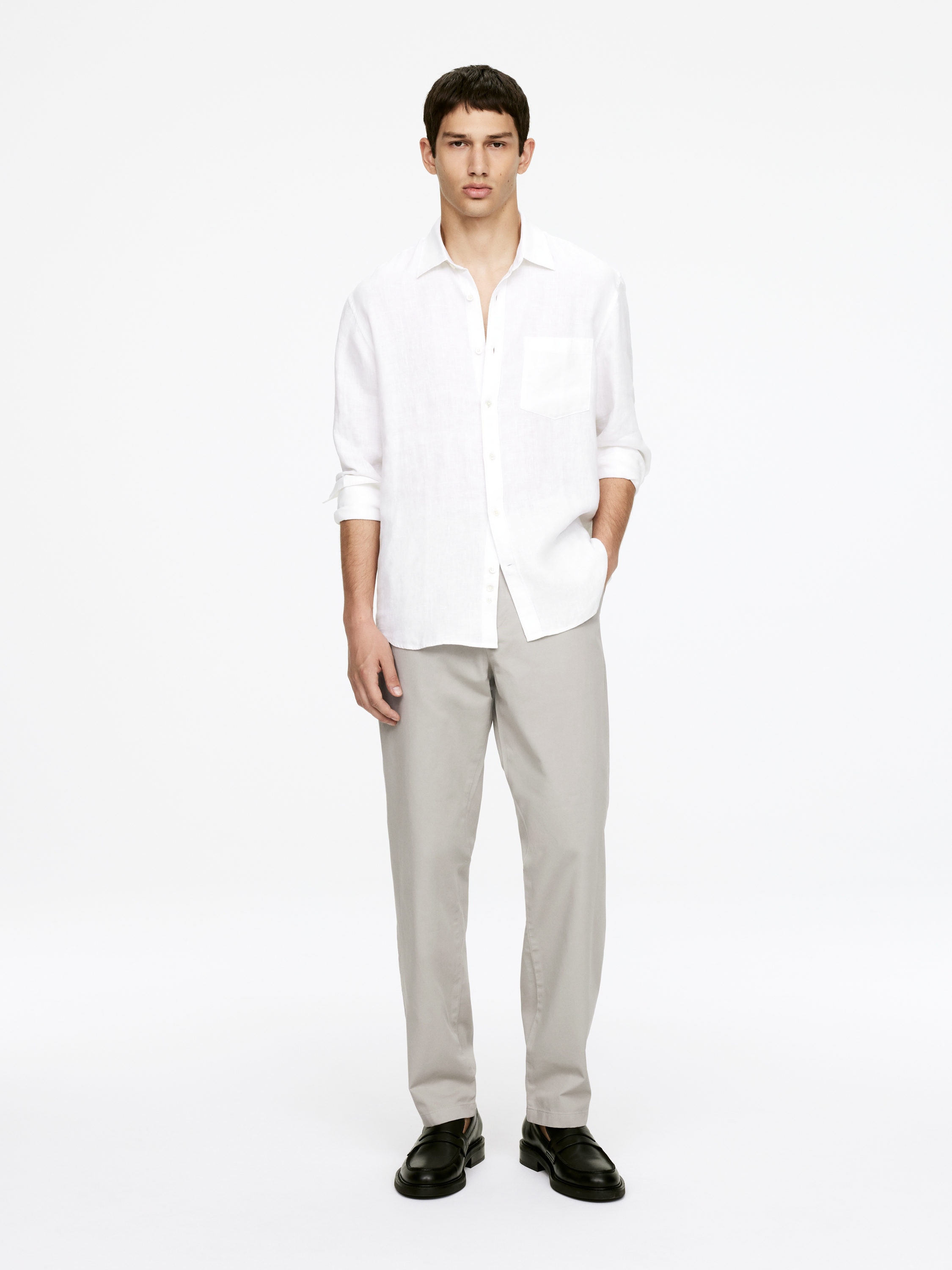 Straight Cotton Chinos-#C8C5C5-16082