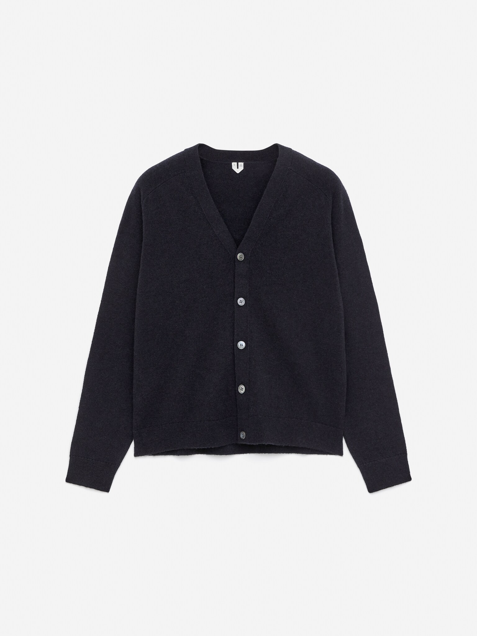 Cardigan à col V en laine d'agneau - Bleu foncé - 2