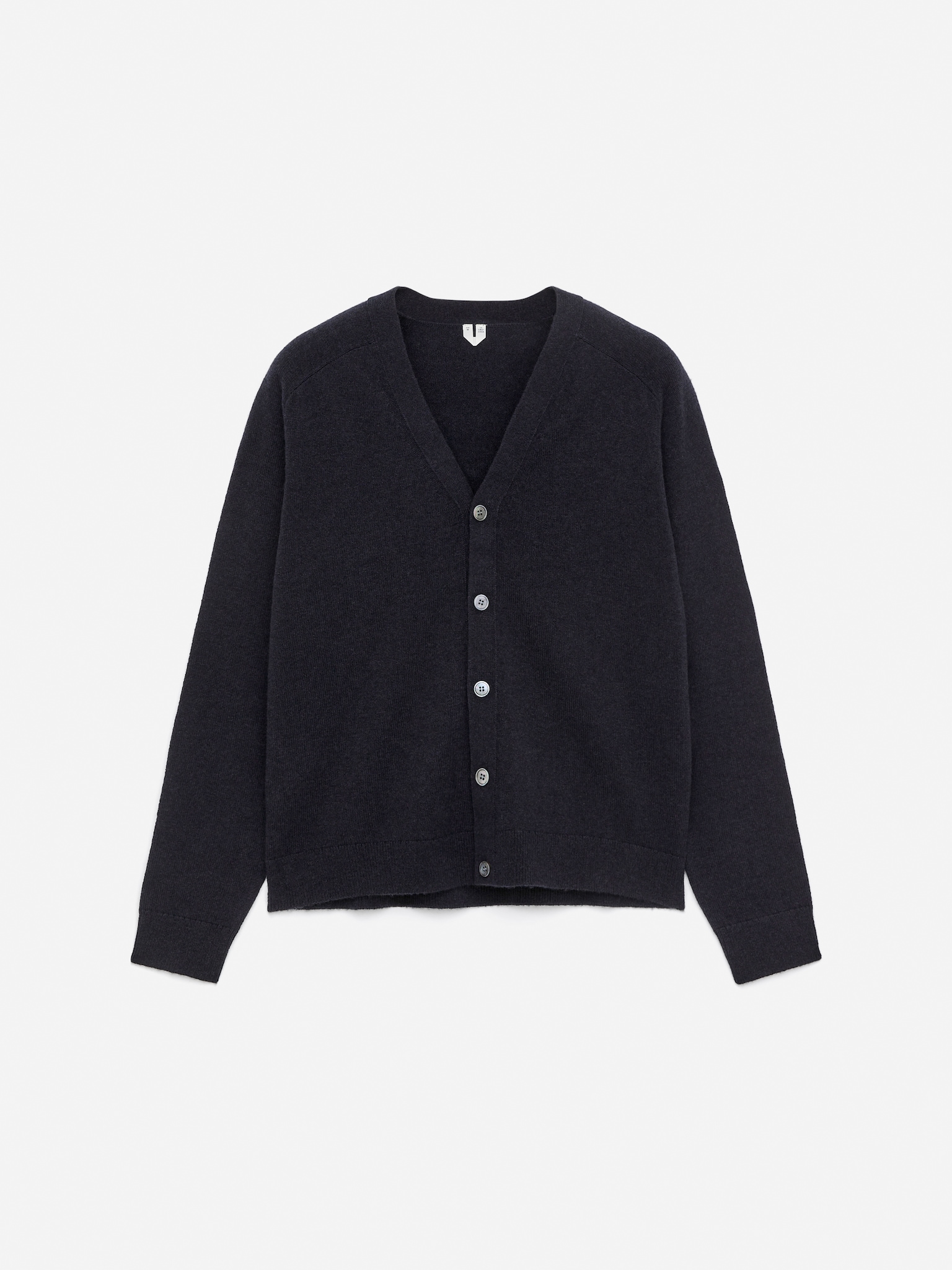 Cardigan à col V en laine d'agneau - Bleu foncé - 2