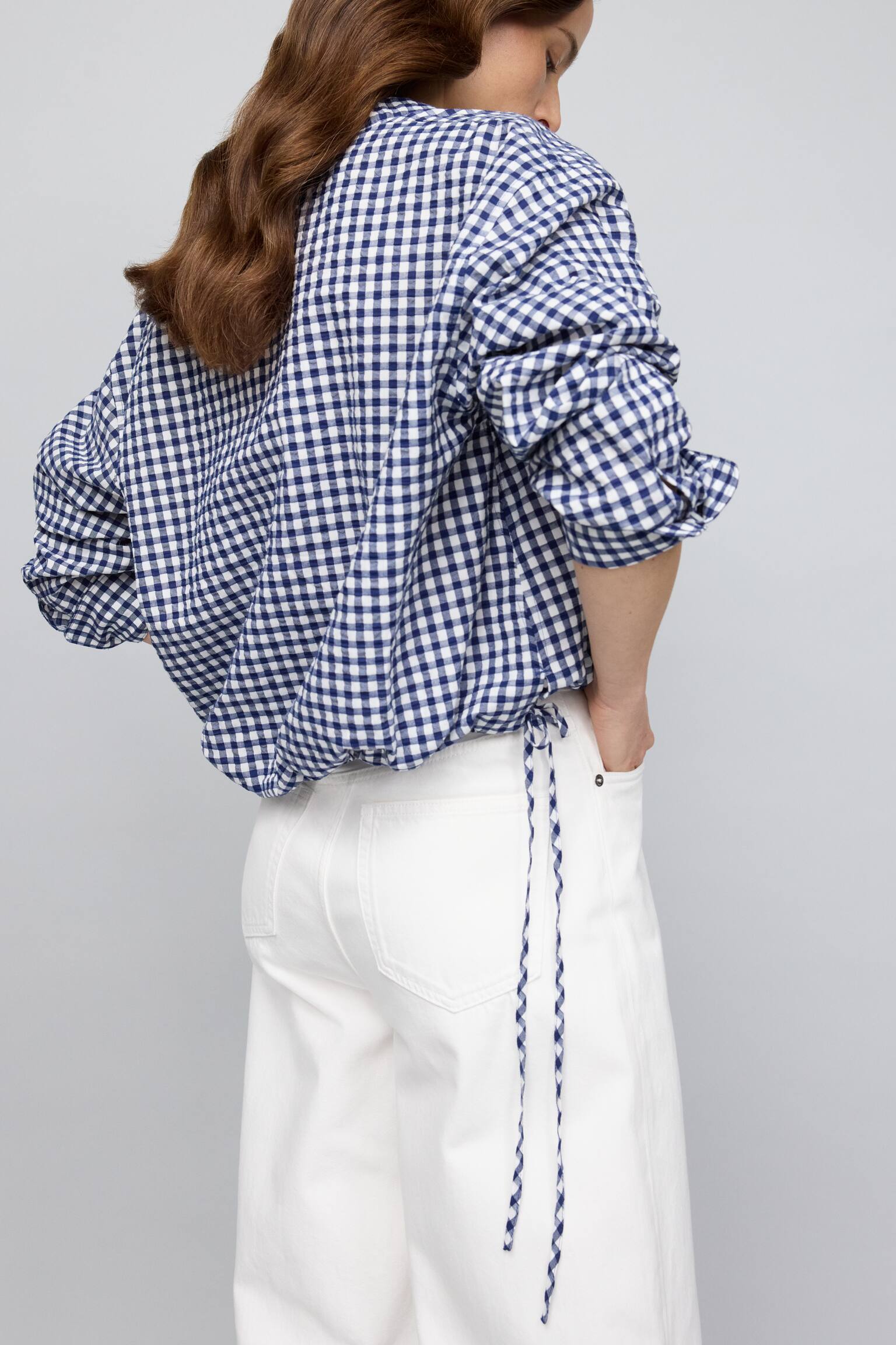 Szerokie jeansy oversize CEDAR - Biały/Niebieski/Jasnoniebieski - 5