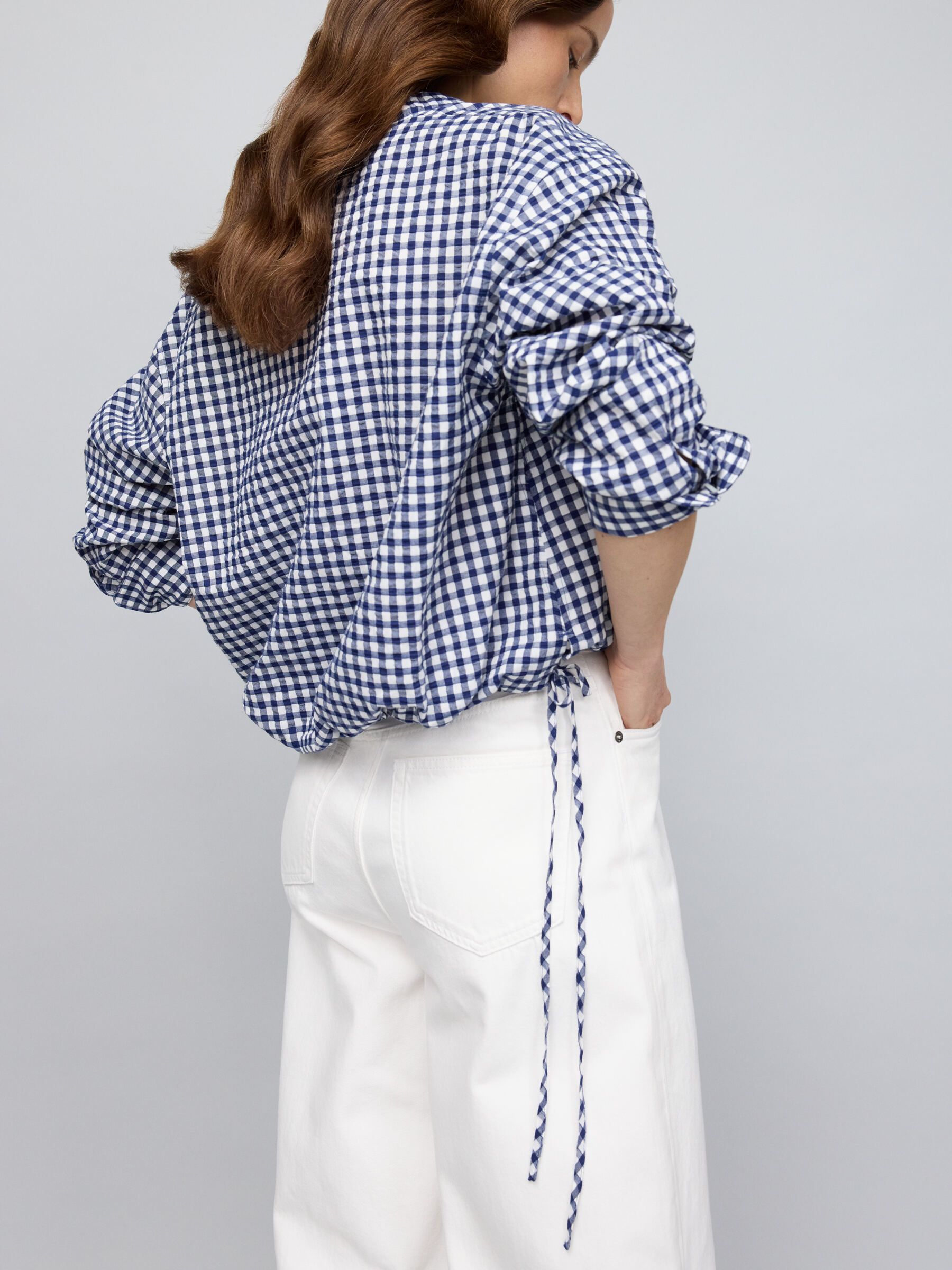 Seersucker Top - Blue/White - Regular fit - Women - StillMedia/Environmental - 1