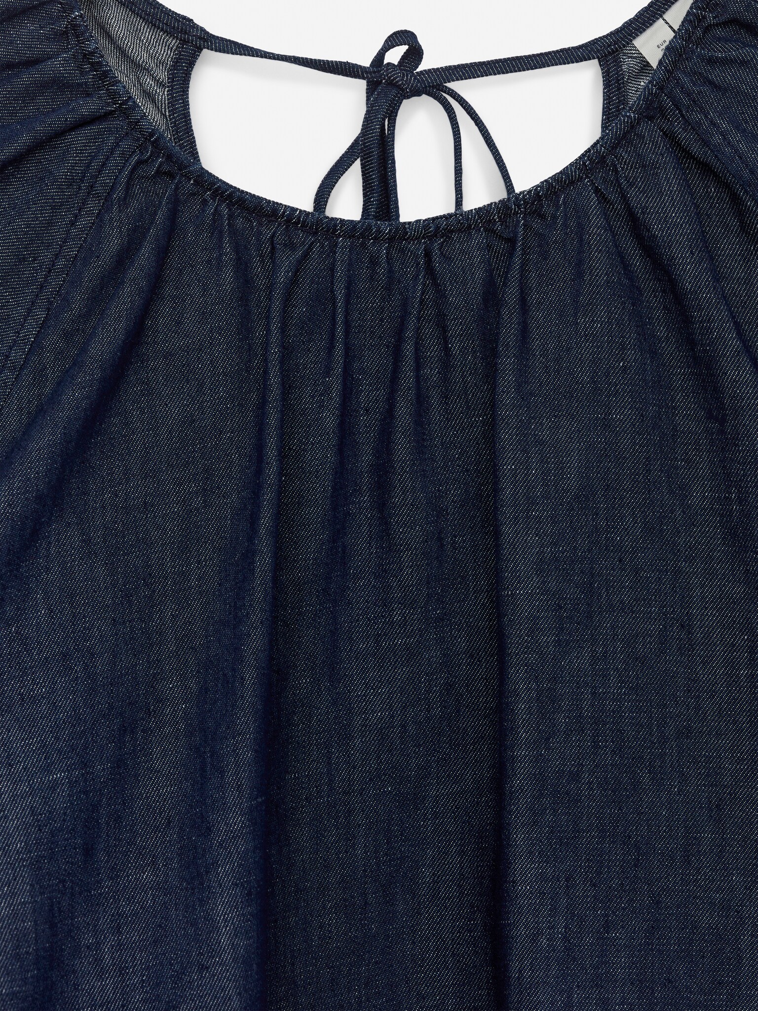 Blusa in denim con arricciature - Blu scuro - 2