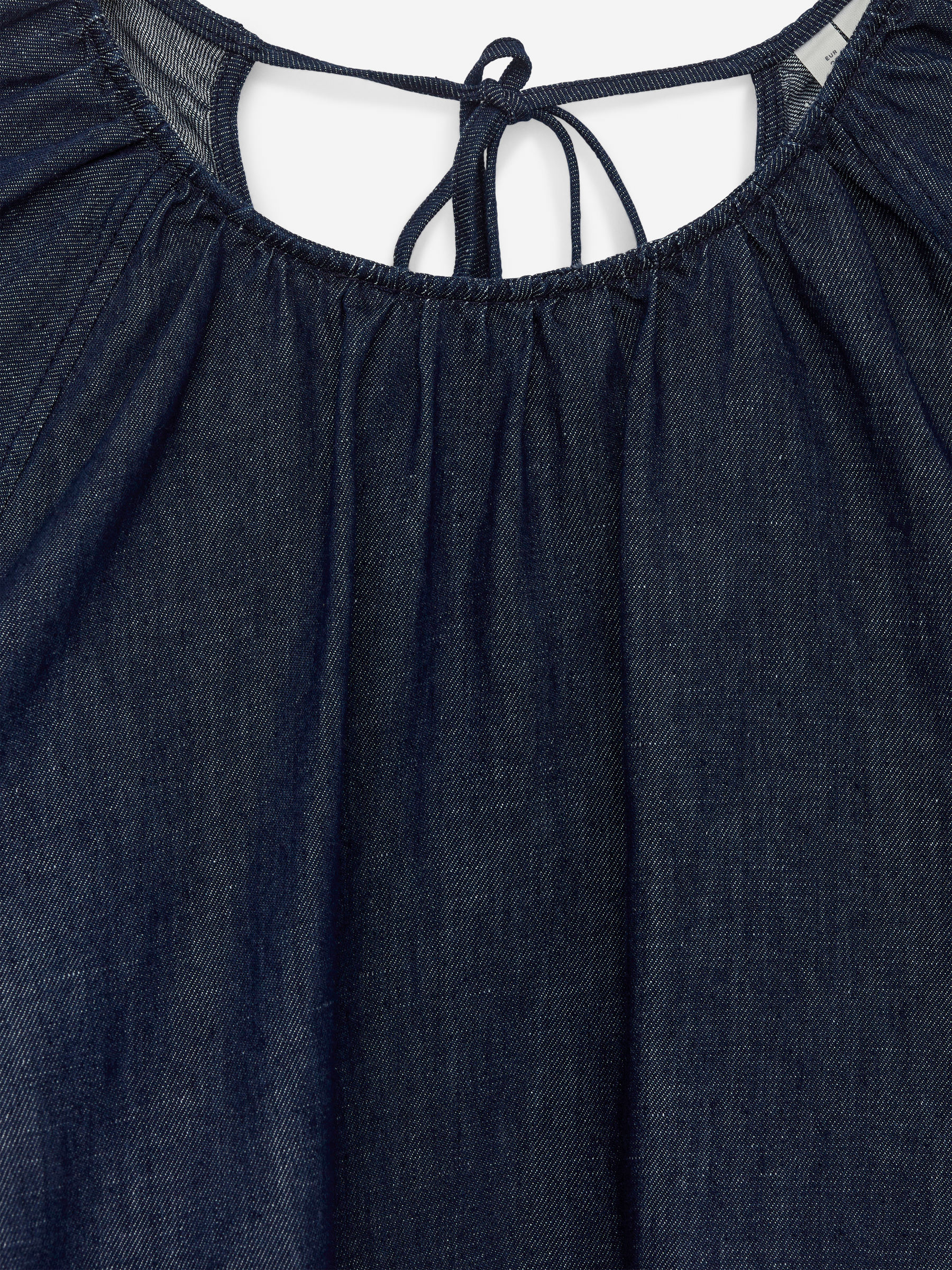 Gathered Denim Blouse - Dark Blue - Loose fit - Women - StillMedia/DescriptiveDetail - 1