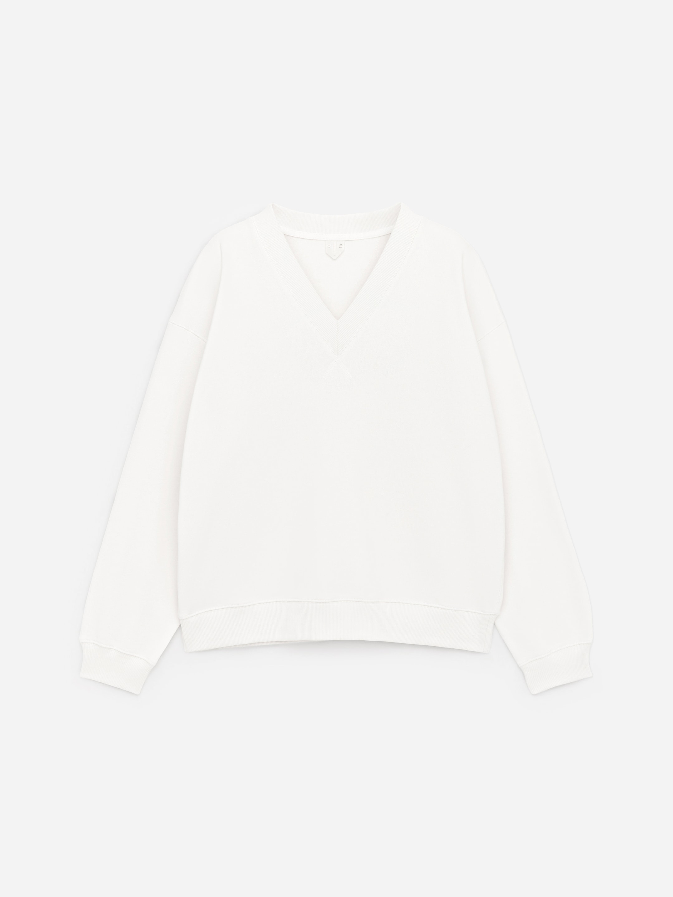 V-Neck Sweatshirt - Off White - Loose fit - Women - StillMedia/DescriptiveStillLife - 1