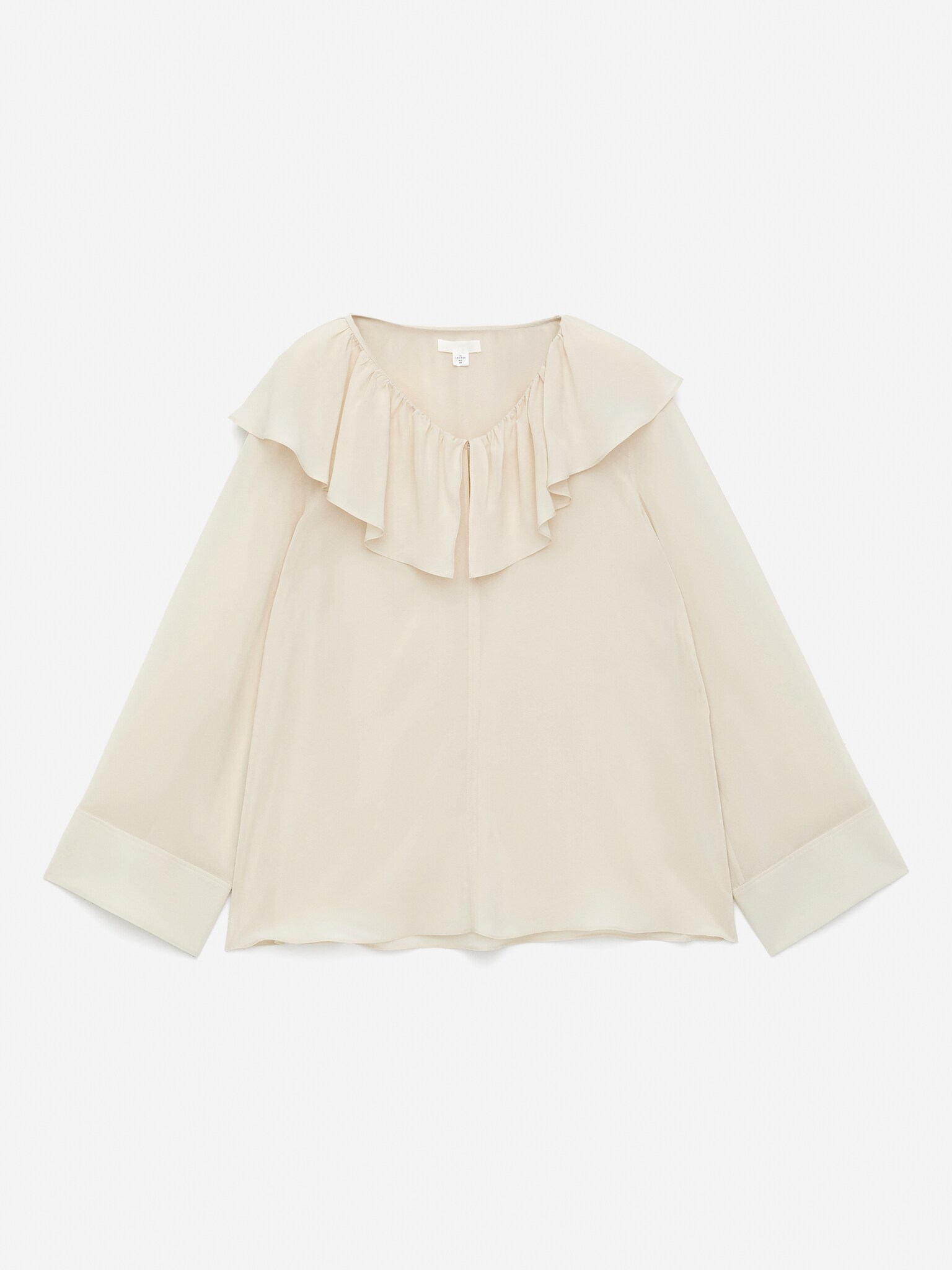 Bluse med volangkrage - Offwhite/Svart - 2