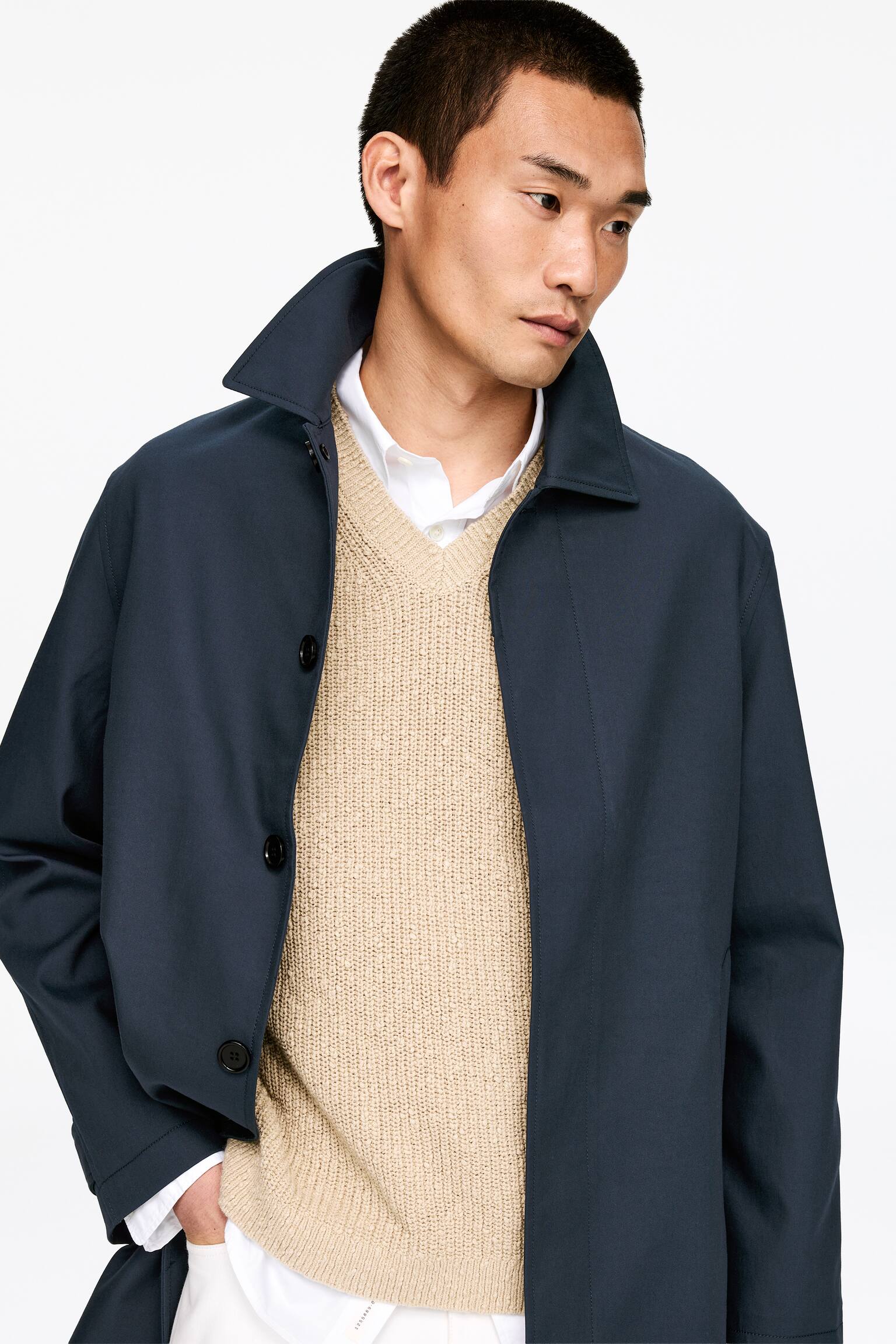 Pardessus décontracté en coton - Bleu foncé - 4