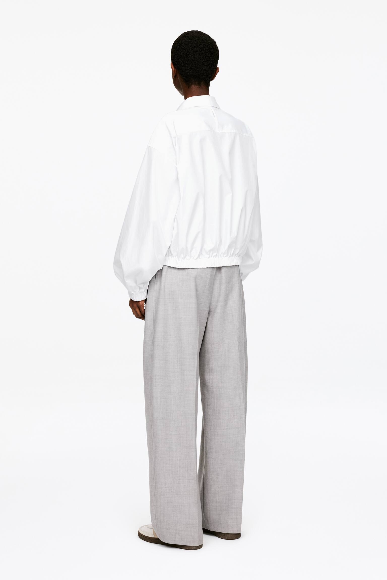 Cropped katoenen overhemd - Wit/Bruin - 3