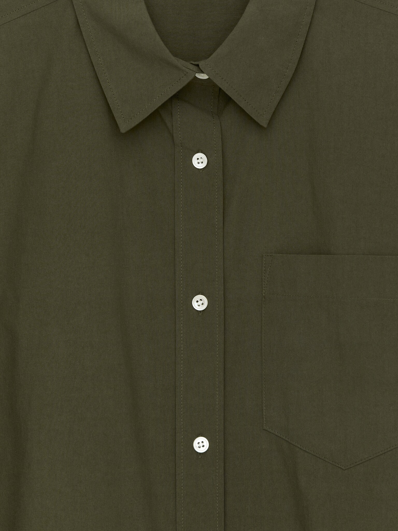 Chemise en coton à manches courtes - Vert kaki foncé/Noir/Blanc - 6