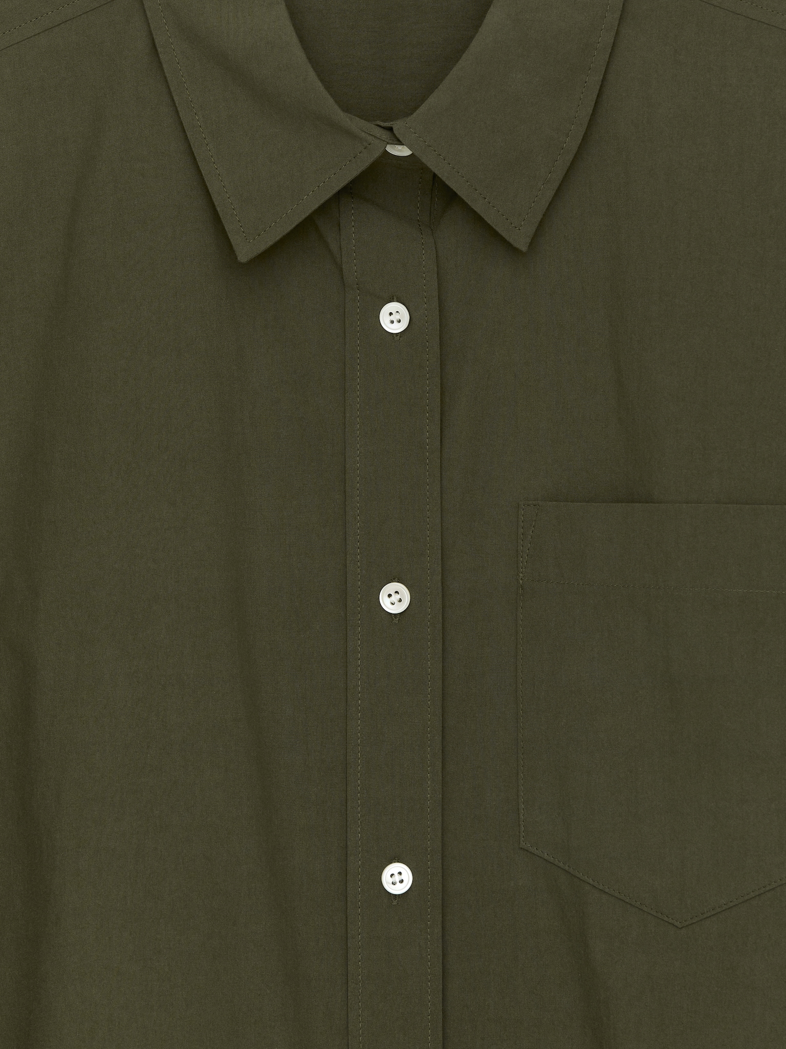 Chemise en coton à manches courtes - Vert kaki foncé/Noir/Blanc - 6