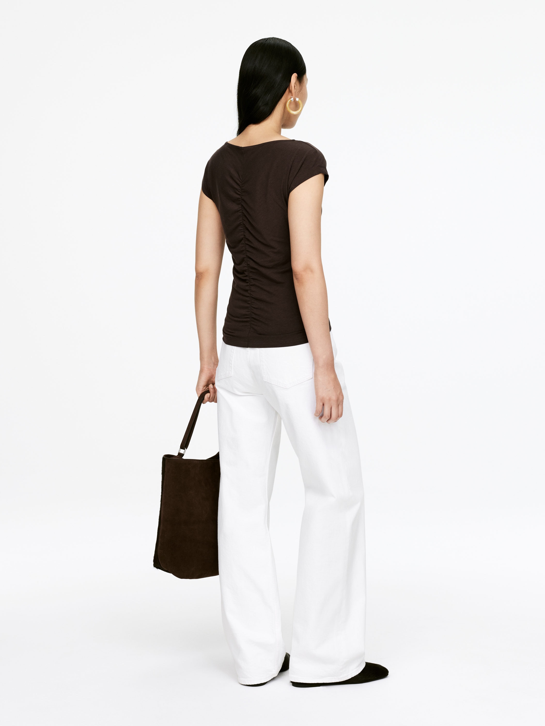 Gathered Top - Dark Brown - Slim fit - Women - StillMedia/Lookbook - 6