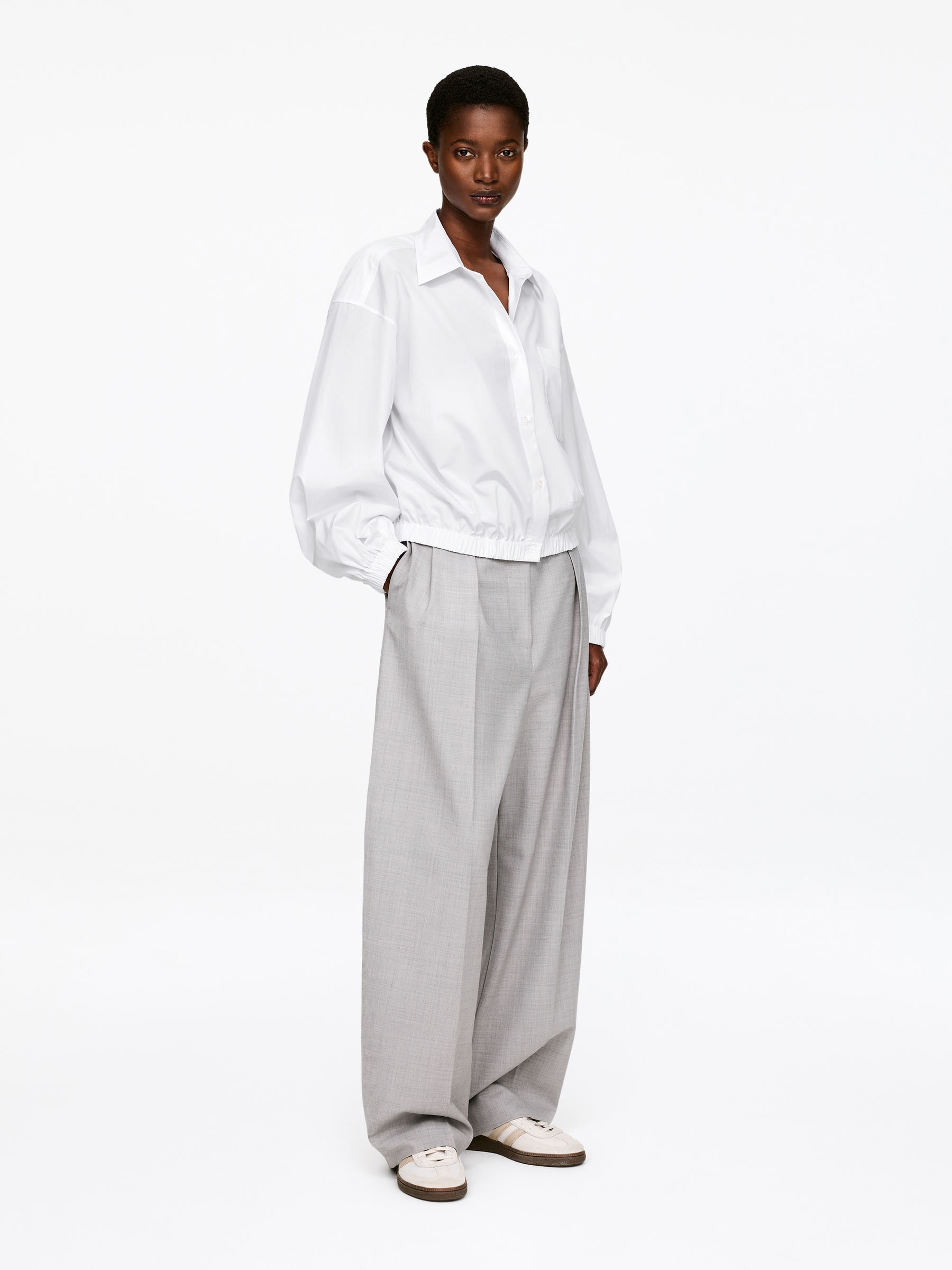 Cropped Cotton Shirt - White - Regular fit - Women - StillMedia/Lookbook - 4