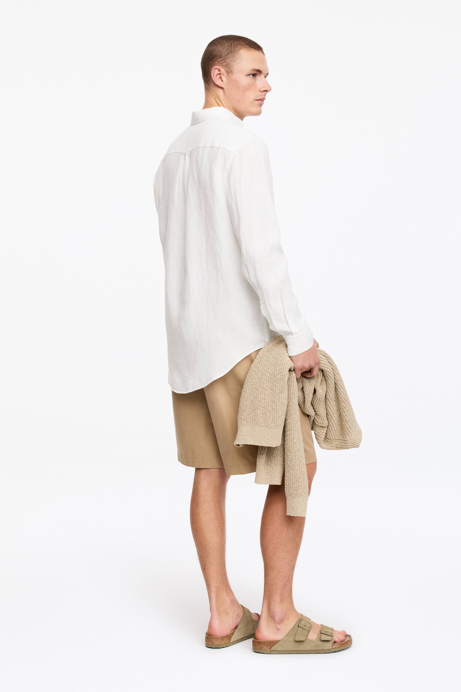 Vid linneskjorta - Off-white/Mörk dimrosa - 4