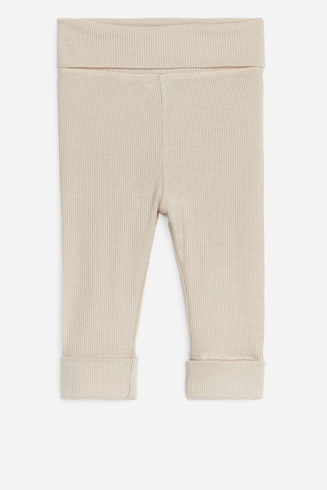 Newborn Smooth Rib Leggings - Beige - 1