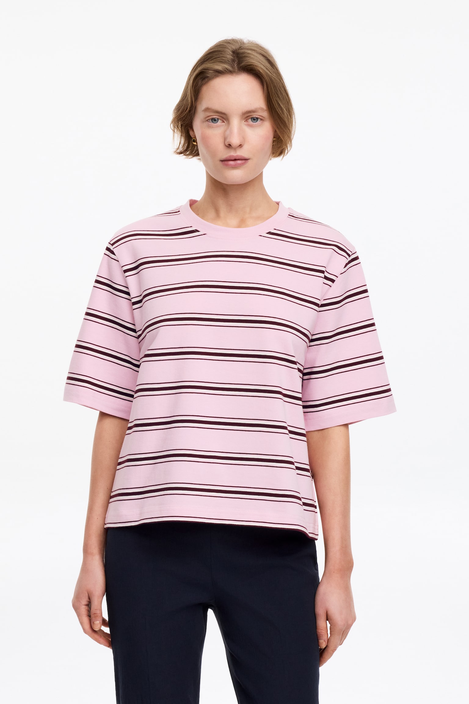 Kastiges Signature-T-Shirt - Rosa/Gestreift/White/Black/Hellblau/Rosa/Braun/Weiß/Braun/Rot/Cremeweiß/Ausgewaschenes Rosa - 1