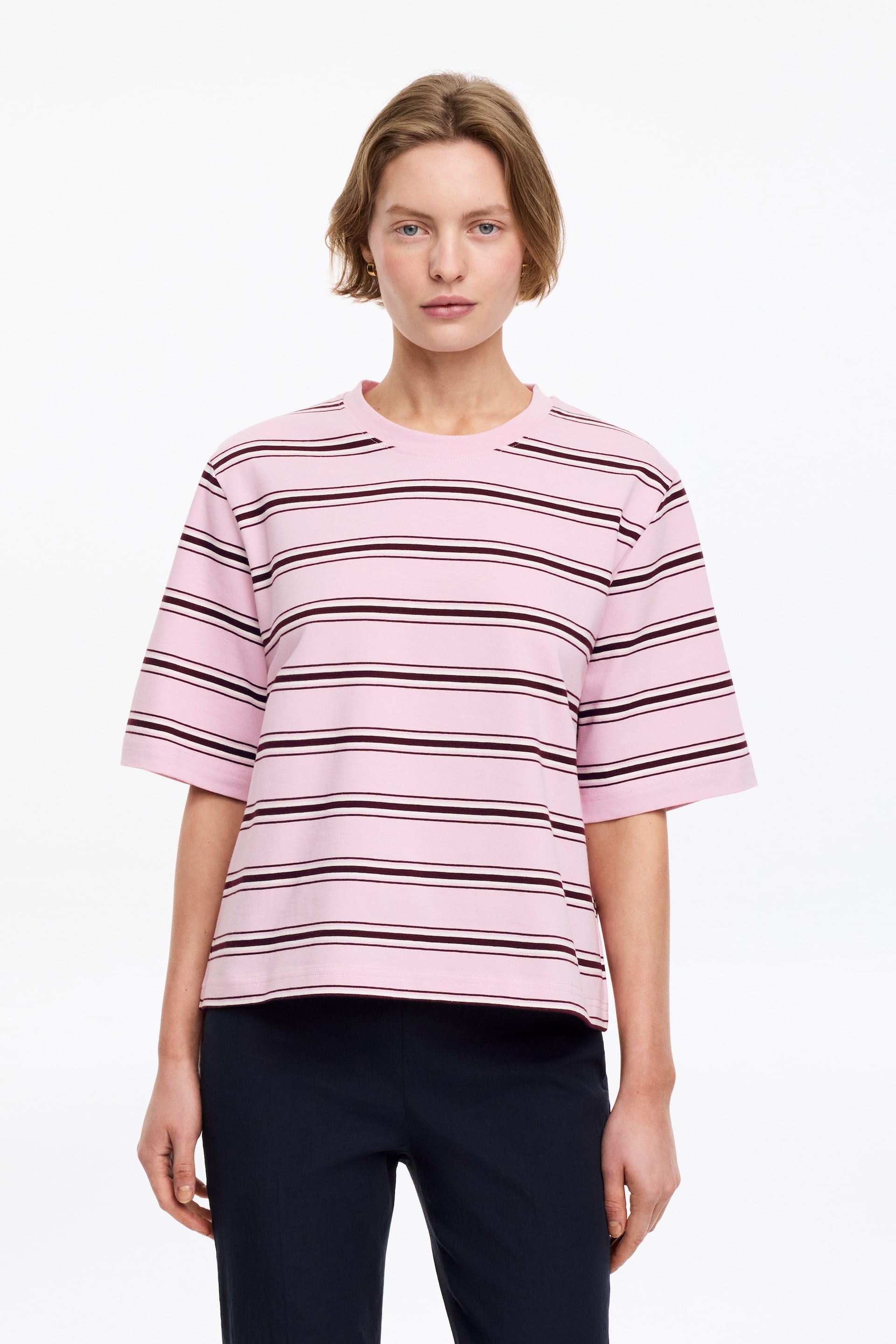 Agrandir l'image: T-shirt signature carré - Rose/Rayures - FEMME | H&M FR 1
