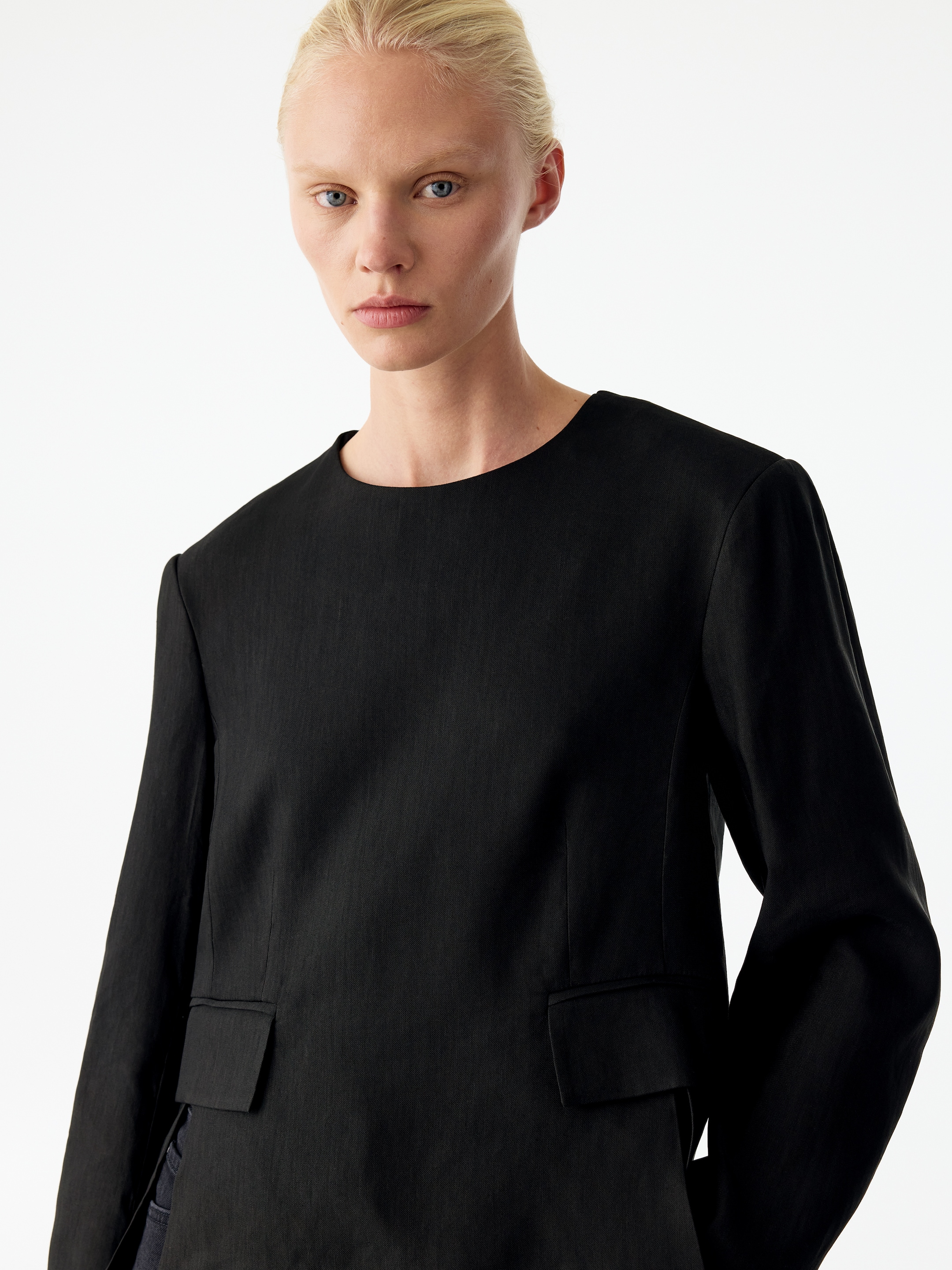 Linen-Blend Blouse - Black - Regular fit - women - StillMedia/Lookbook - 2