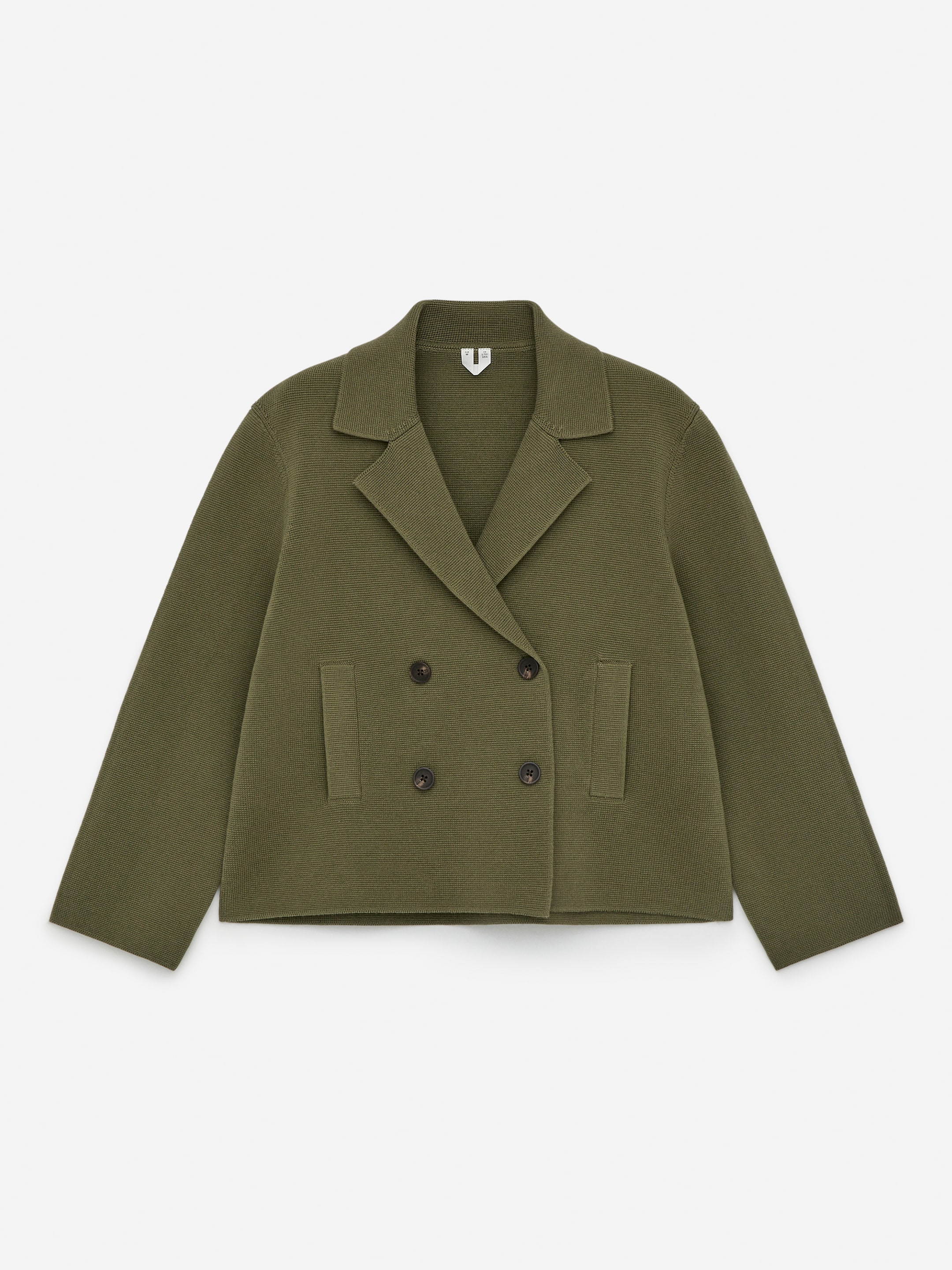 Knitted Cotton Jacket - Khaki Green - Regular fit - Women - StillMedia/DescriptiveStillLife - 1