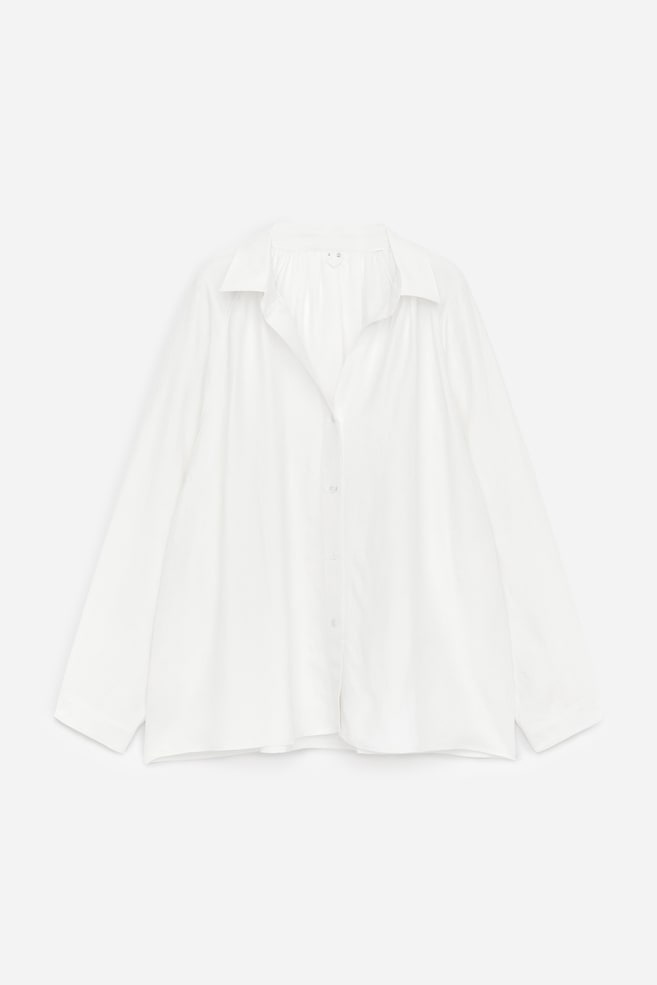Camisa de lino y viscosa - Blanco/Negro - 1