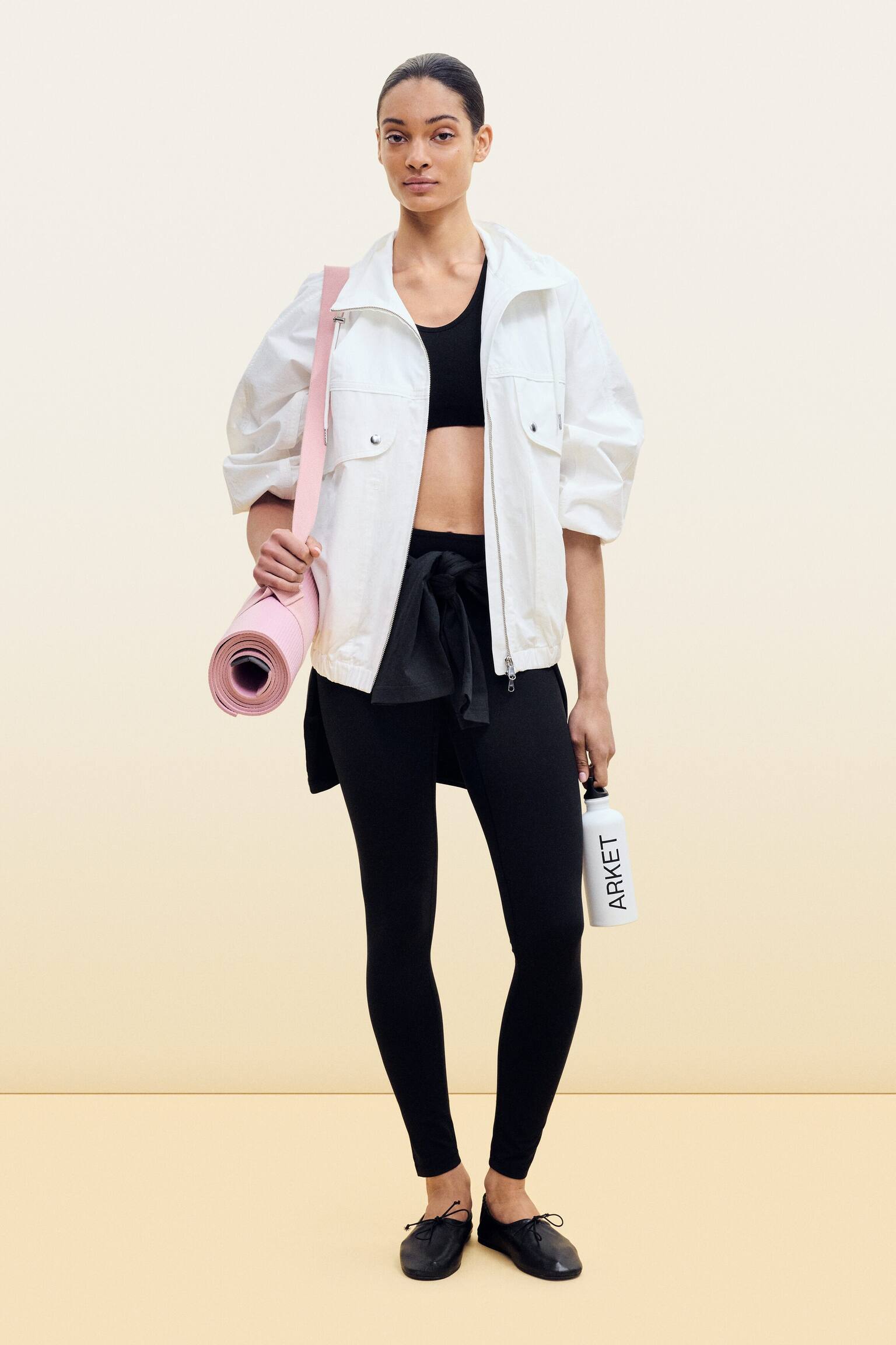 Sportieve leren ballerina's - Zwart - 7