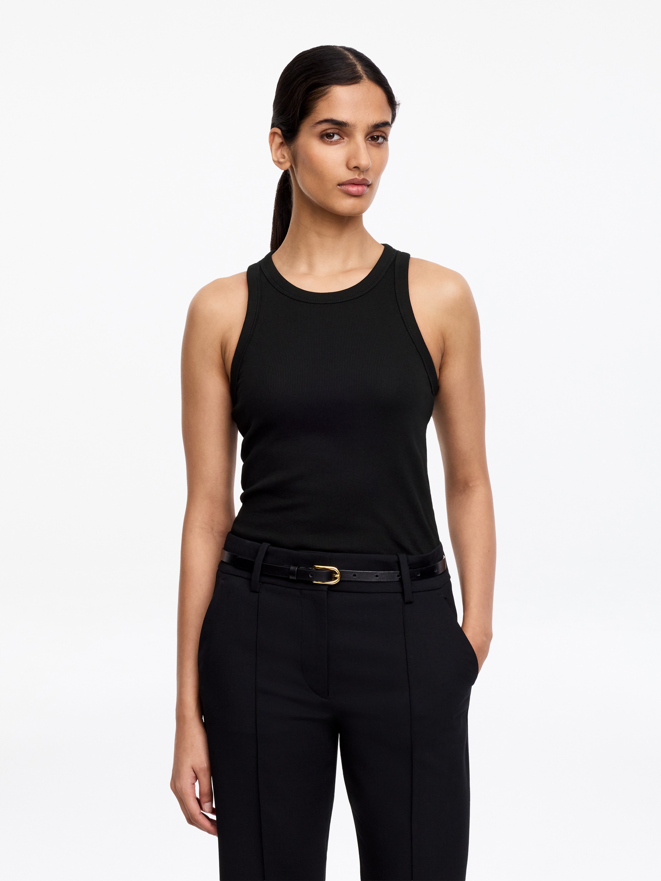 Camisola de alças canelada