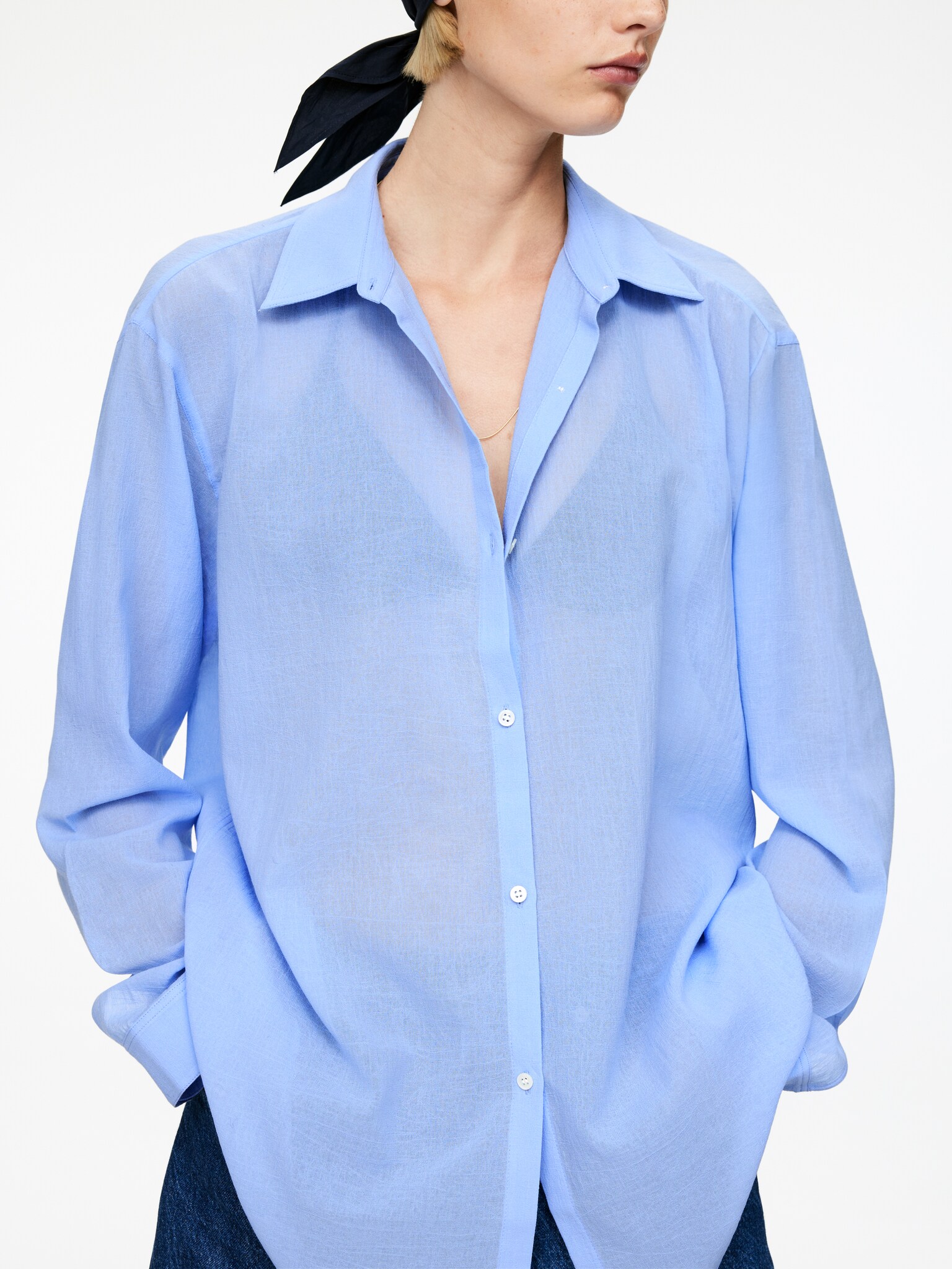 Chemise en voile - Bleu ciel/Blanc - 4